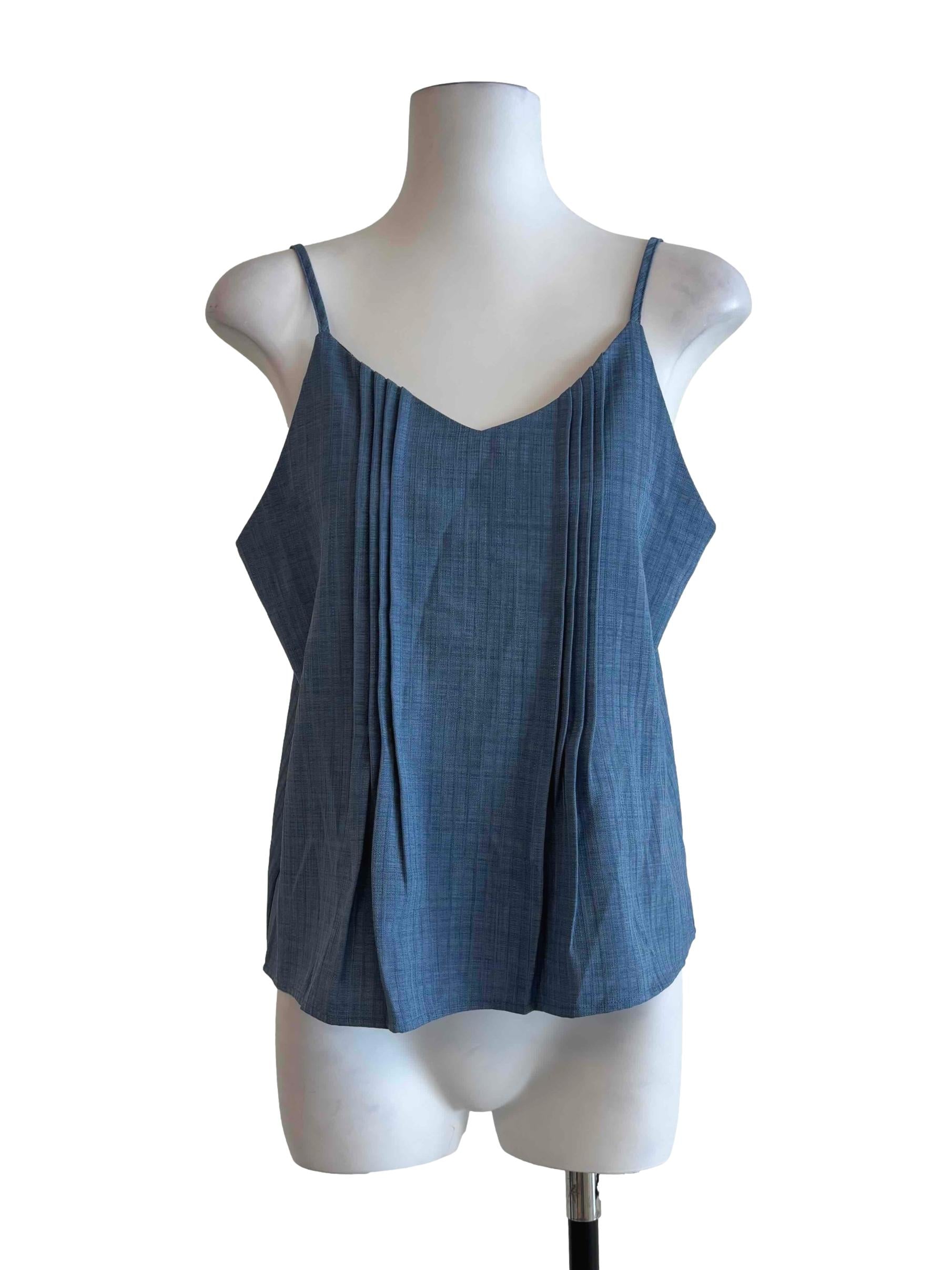 Denim Blue Pleated Camisole Top