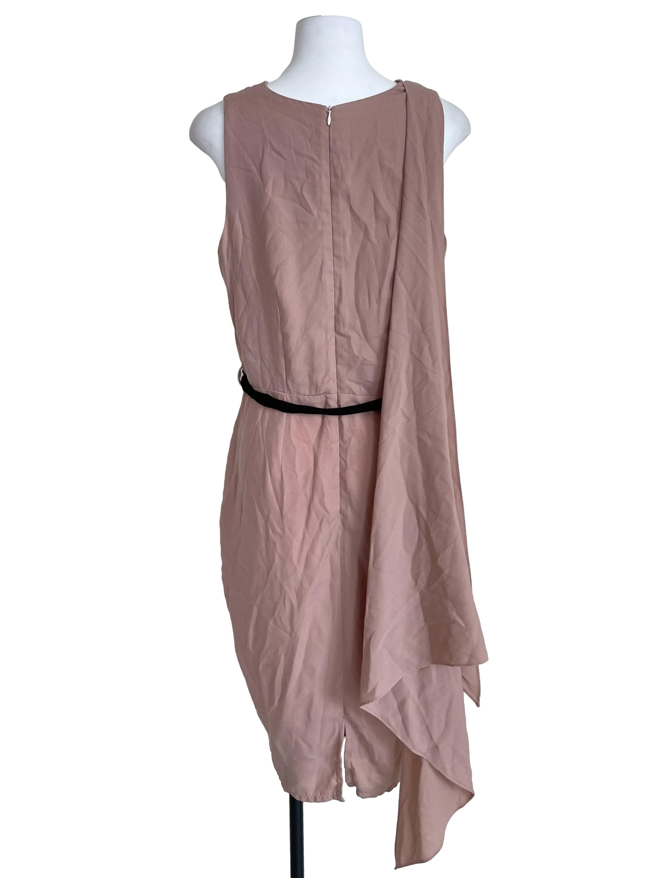 Crepe Pink V Neck Slip Dress