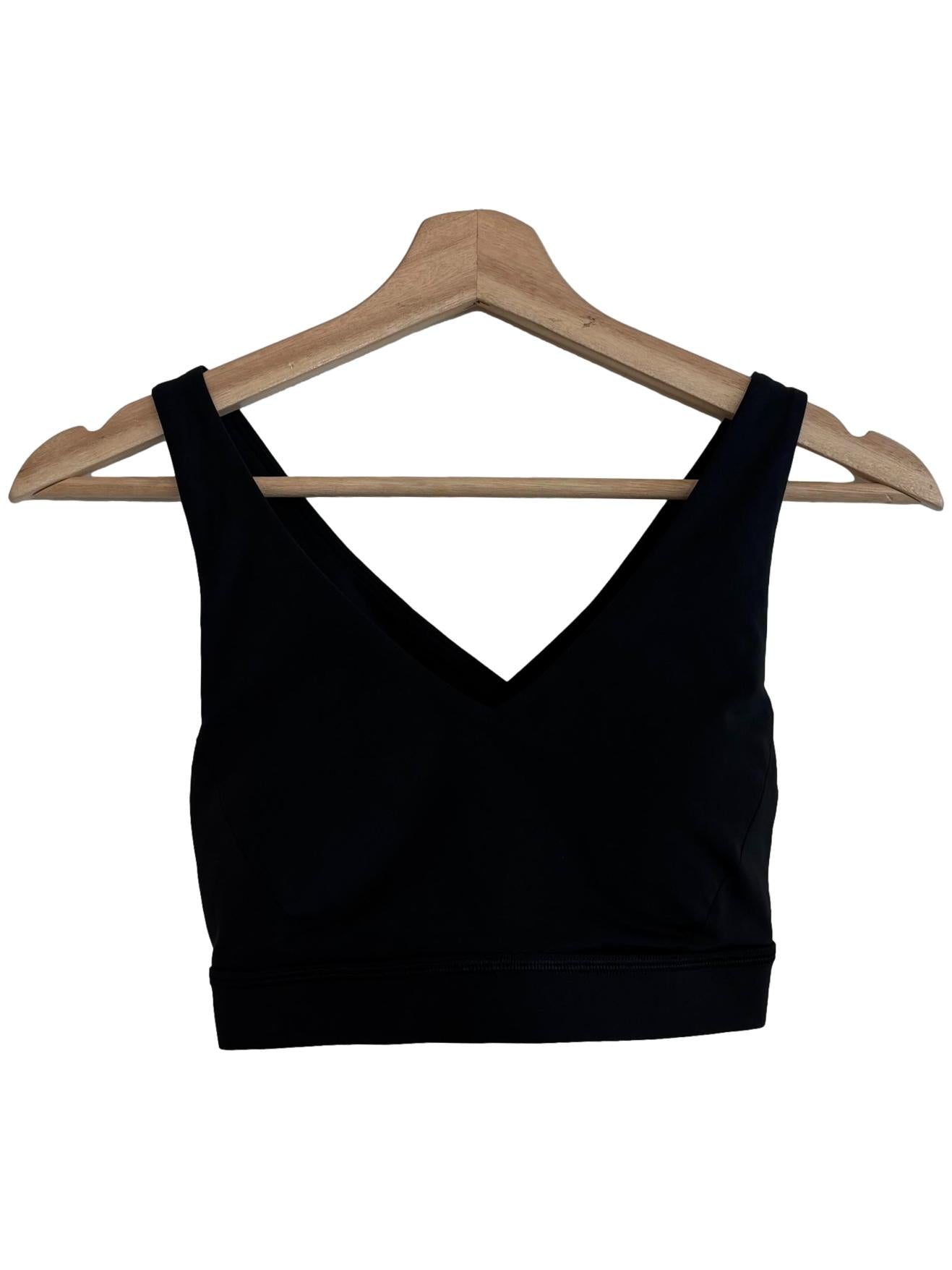 Black V Neck Sports Bra