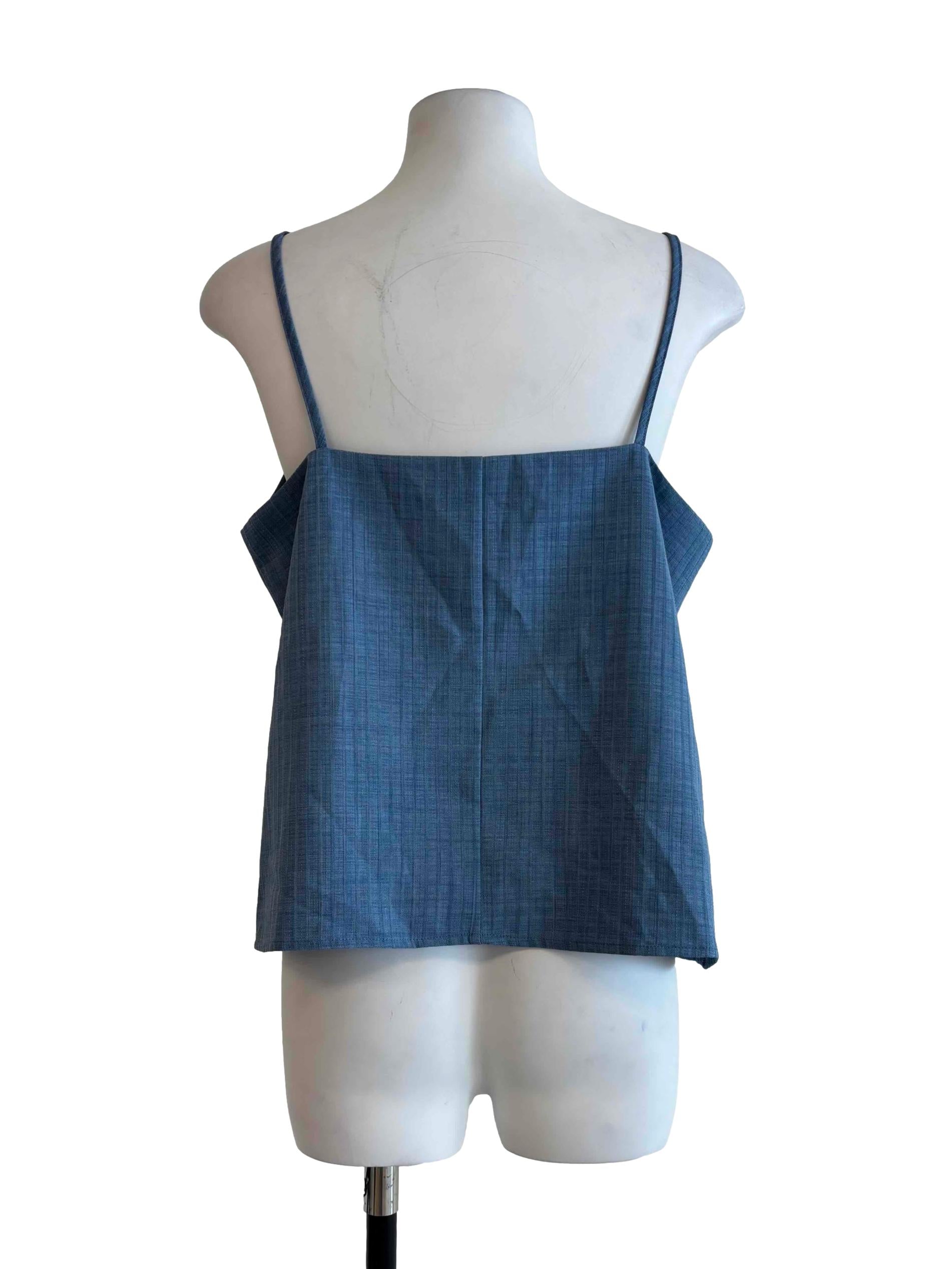 Denim Blue Pleated Camisole Top