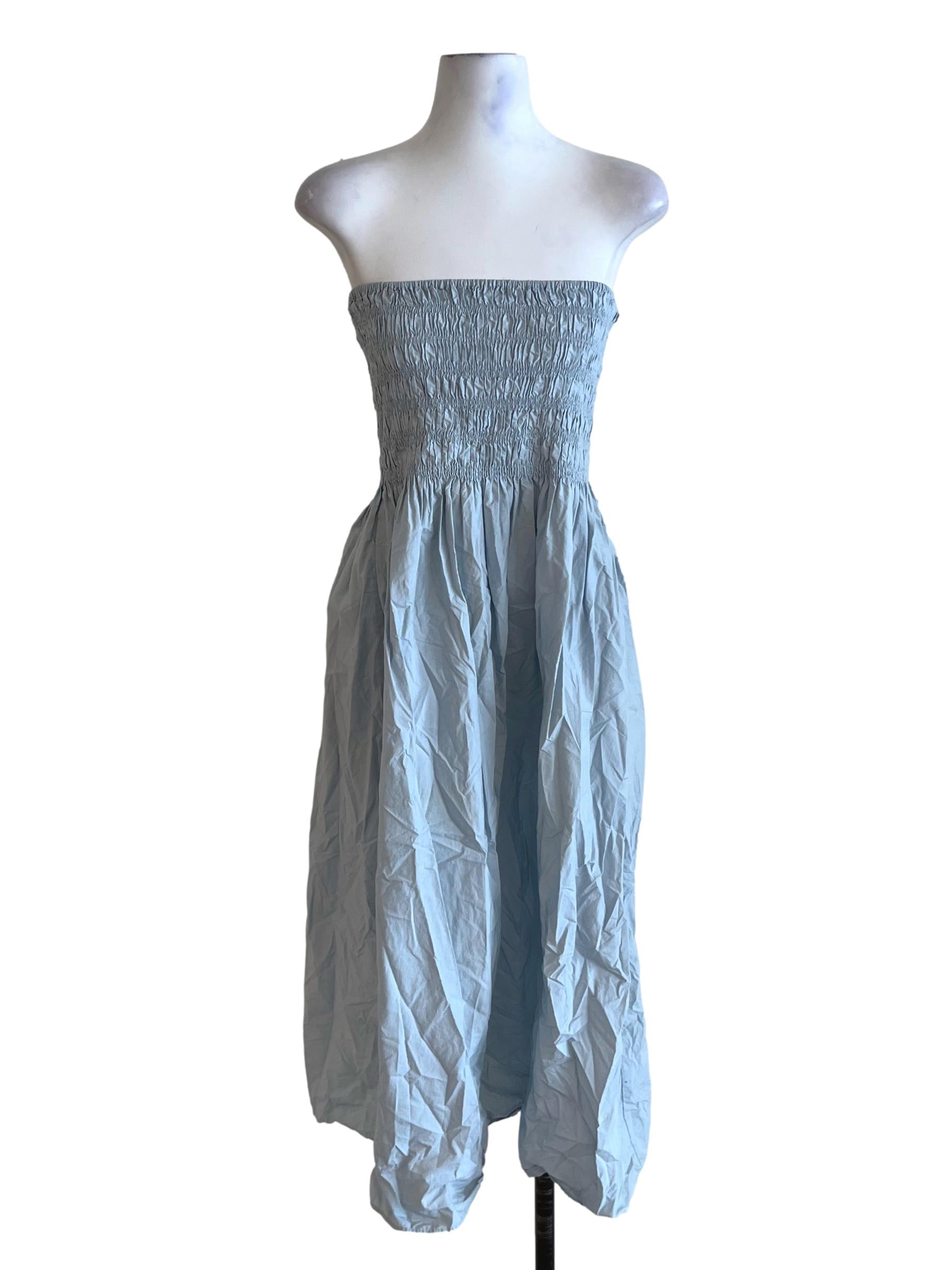 Sky Blue Strapless A-Line Dress