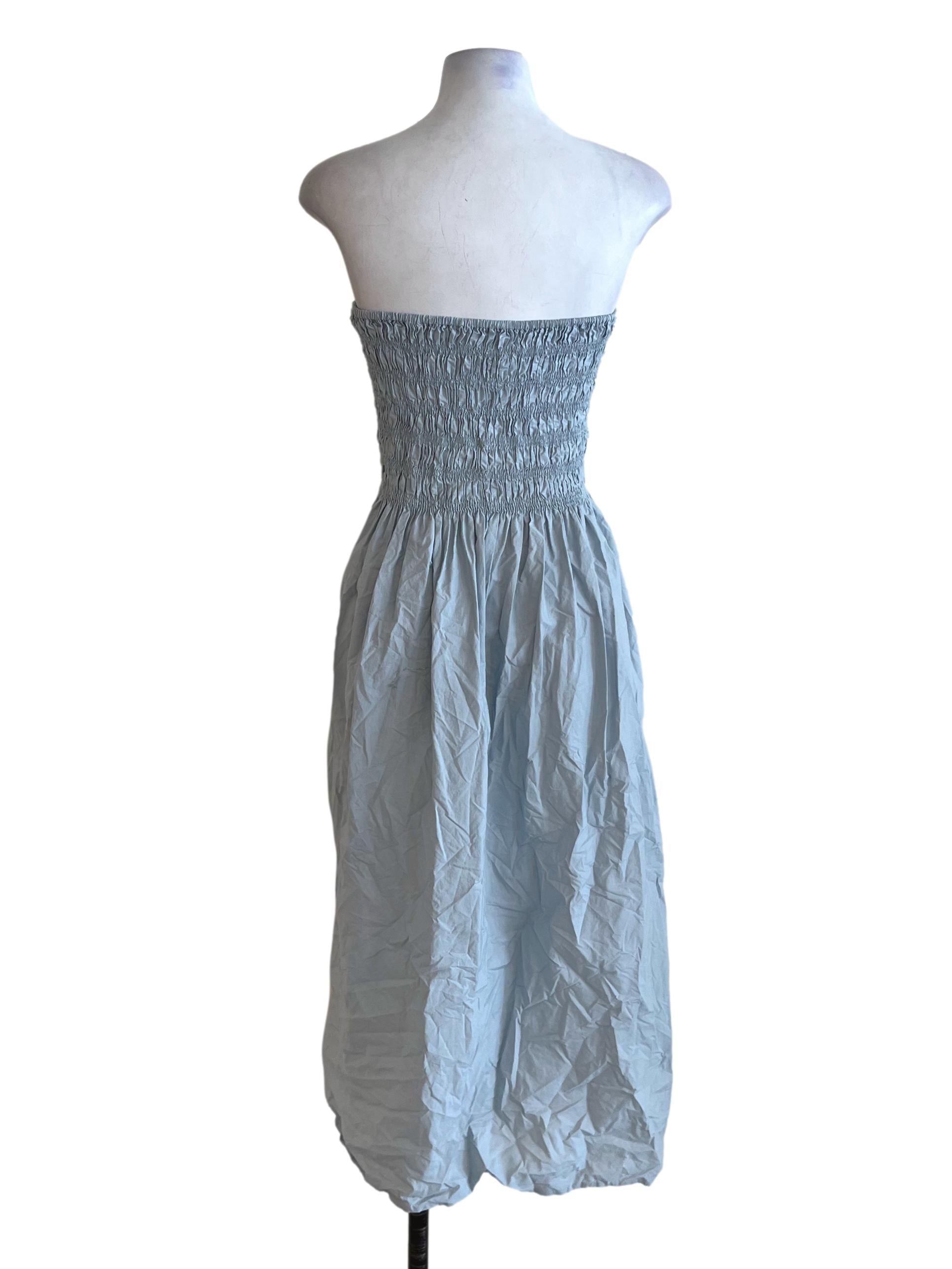 Sky Blue Strapless A-Line Dress
