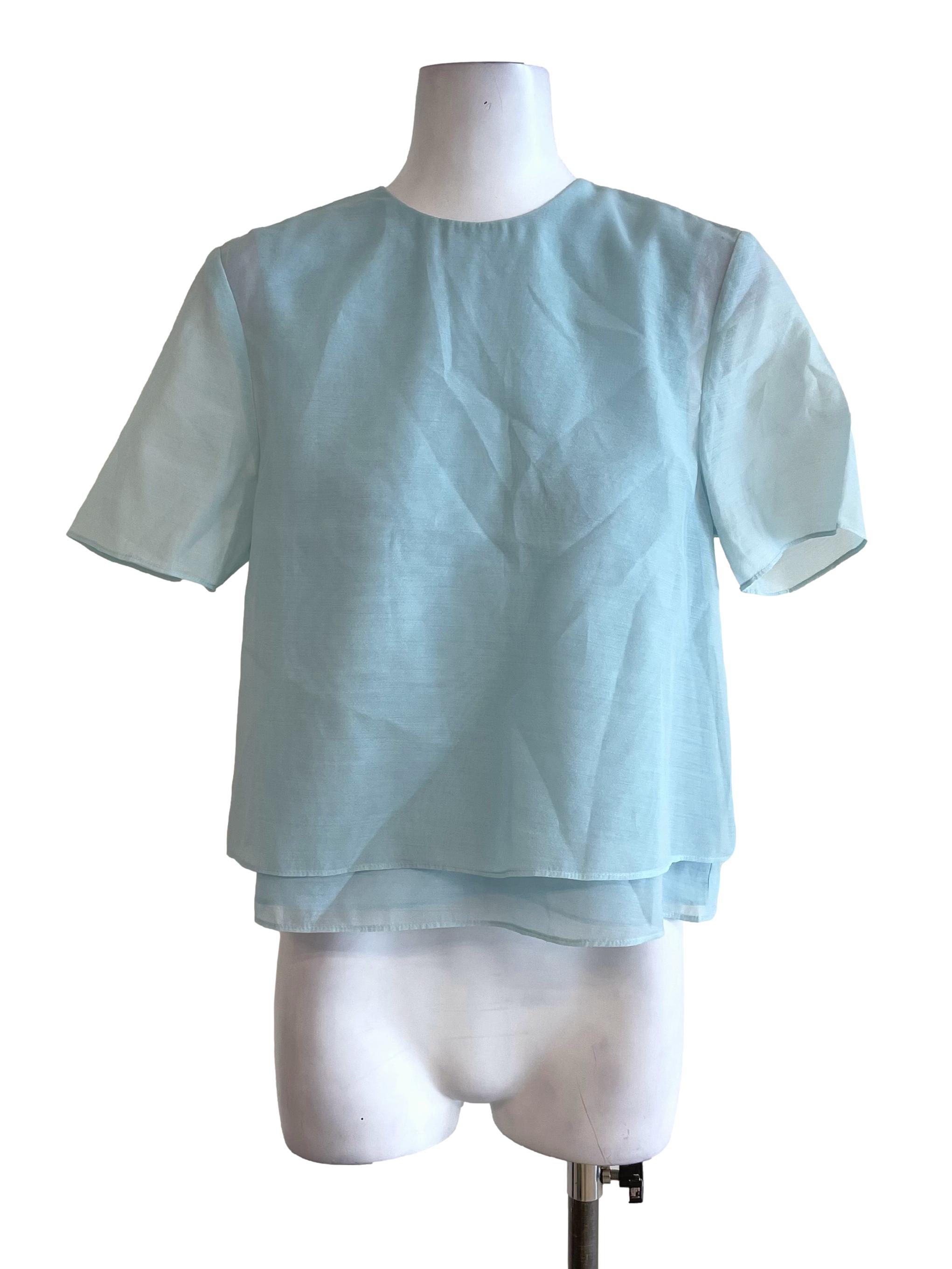 Collate The Label Light Sapphire Mesh Top | REFASH