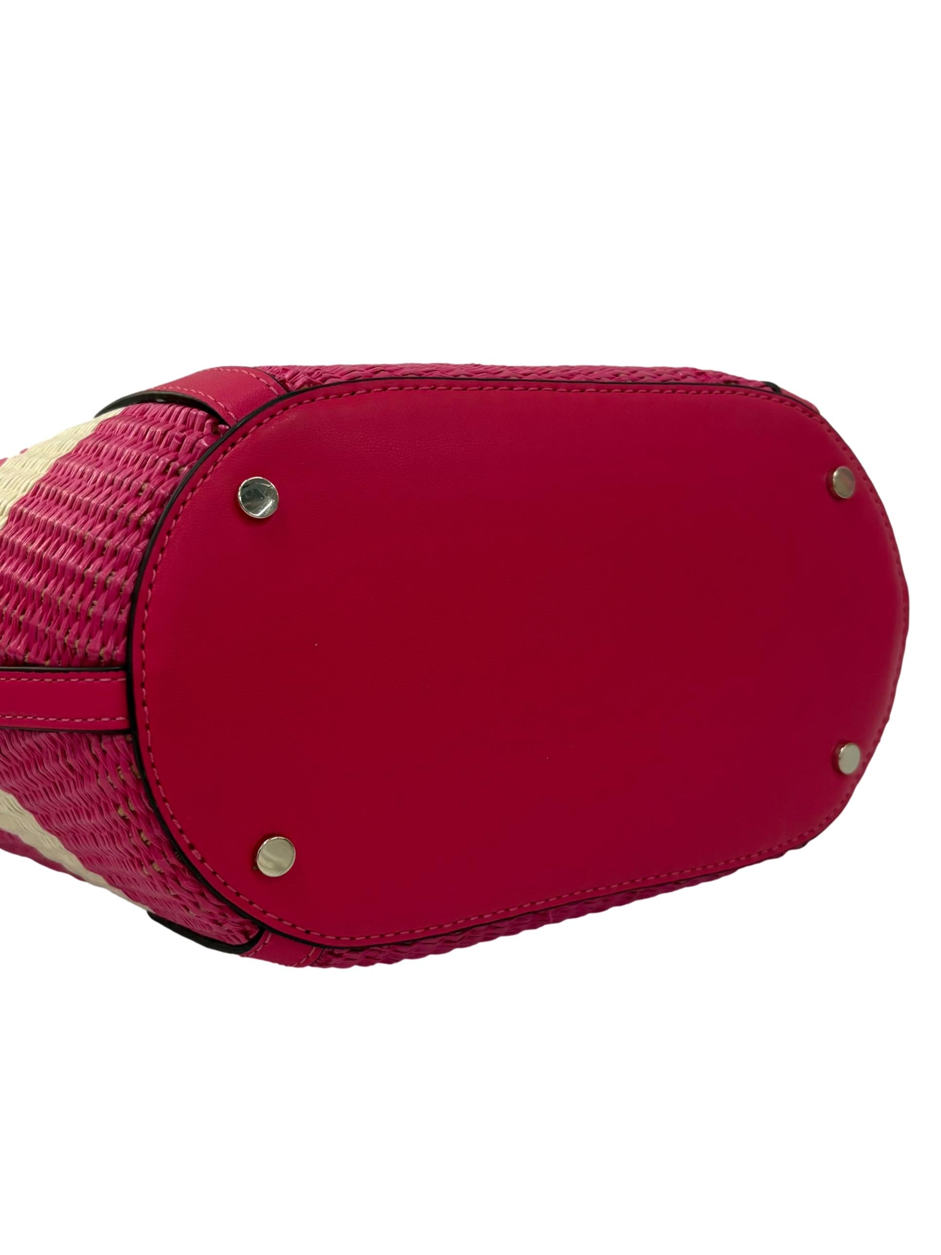 Hot Pink Straw Cruise Medium Tote Bag CSN