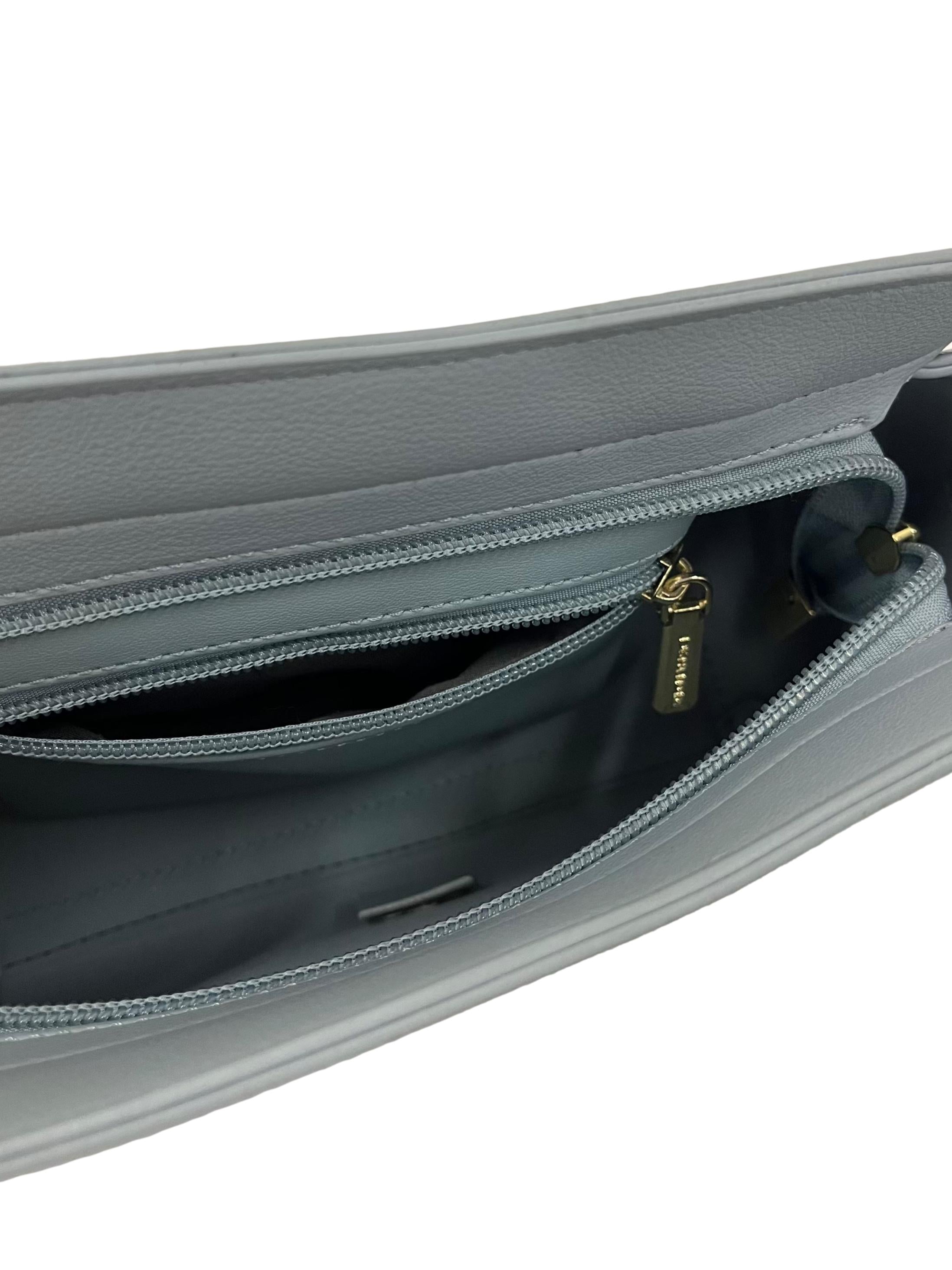 Blue Textured Crossbody Bag With Detachable Strap