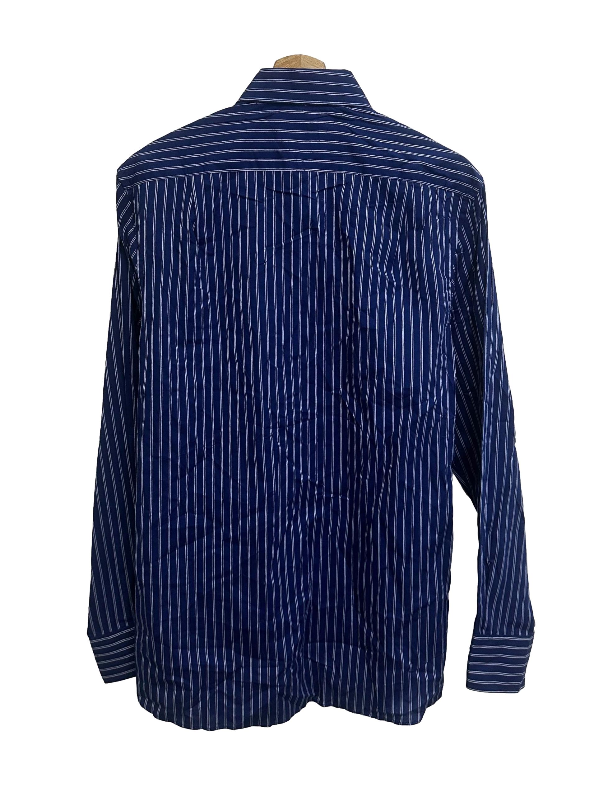 Dark Blue Striped Button Down Shirt