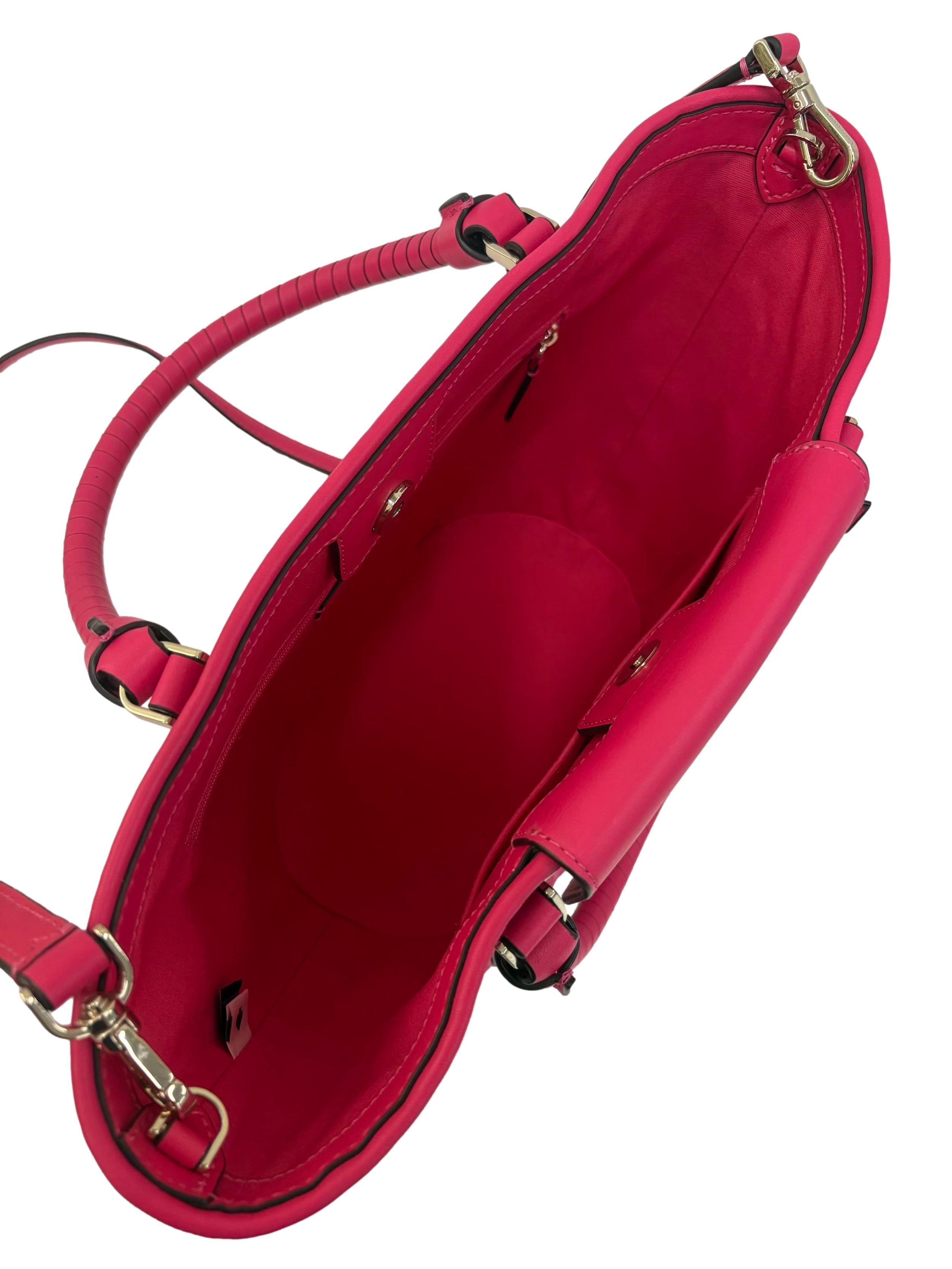 Hot Pink Straw Cruise Medium Tote Bag CSN