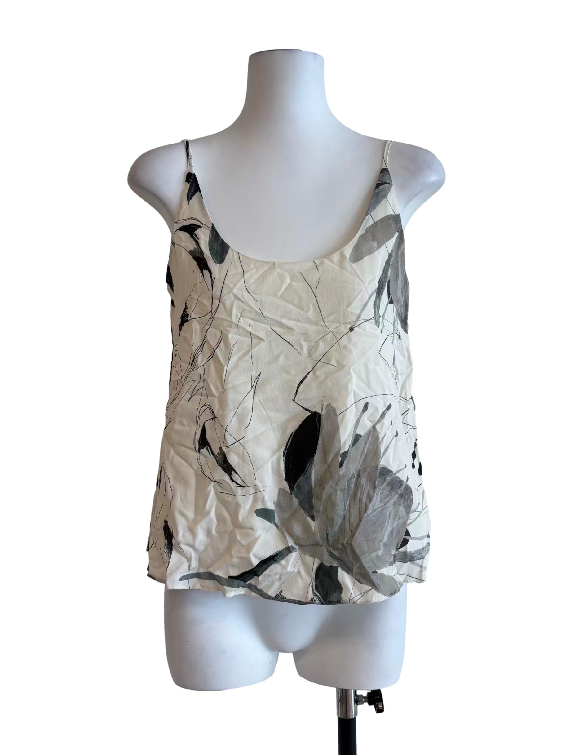 Parchment White Patterned Scoop Top
