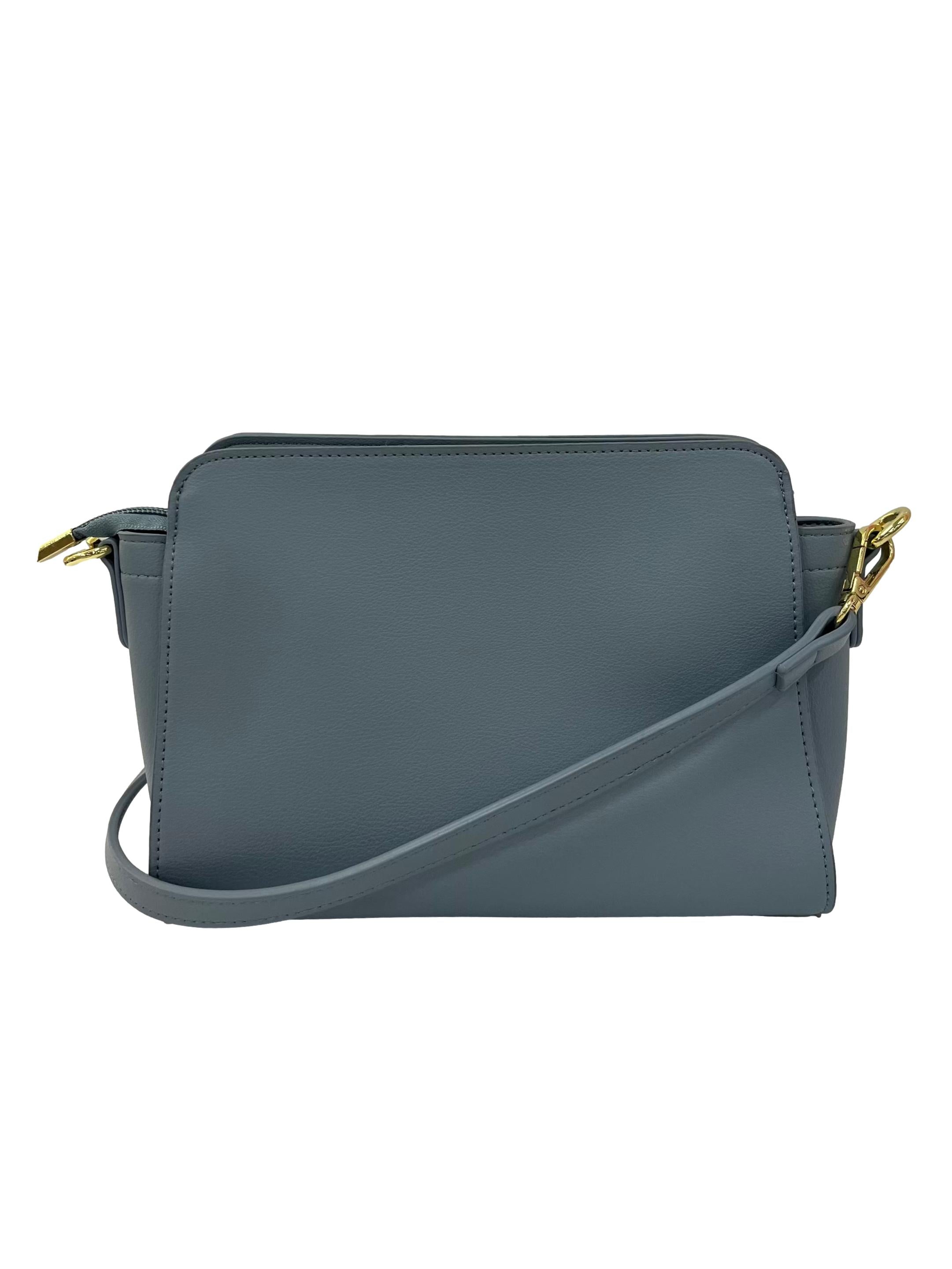 Blue Textured Crossbody Bag With Detachable Strap
