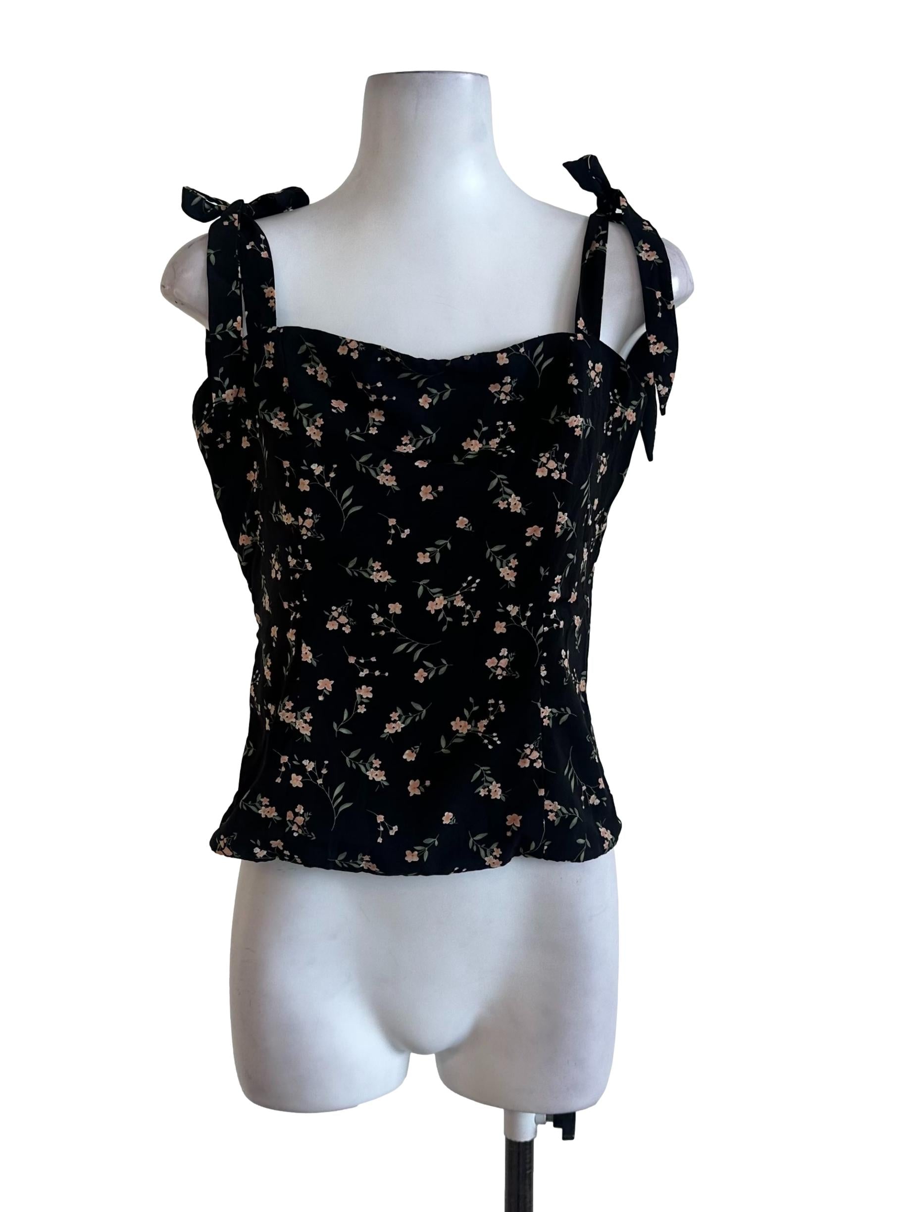 Black Floral Top TTR