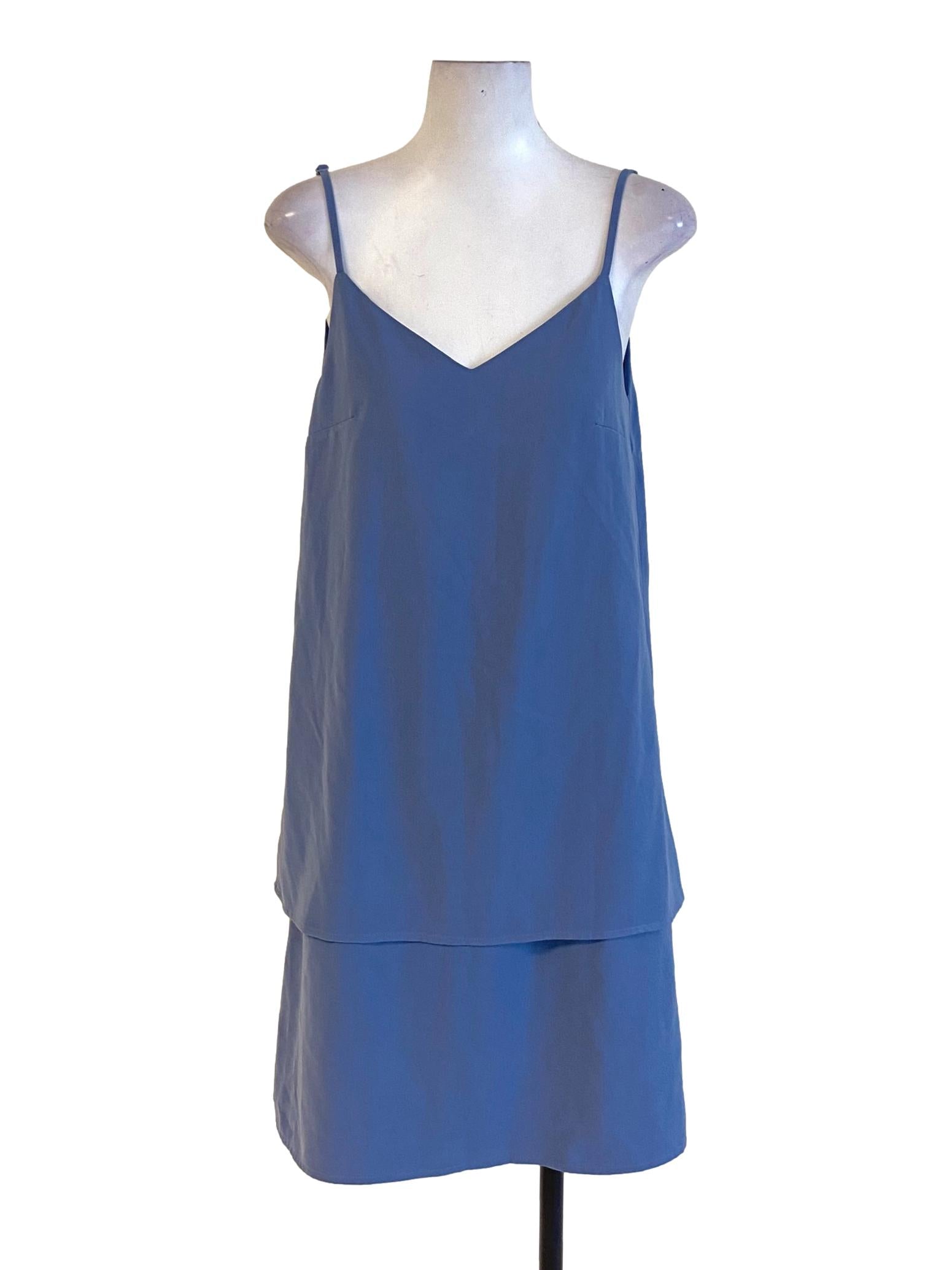 Ash Blue Spaghetti Strap Sweetheart Shift Dress TEM