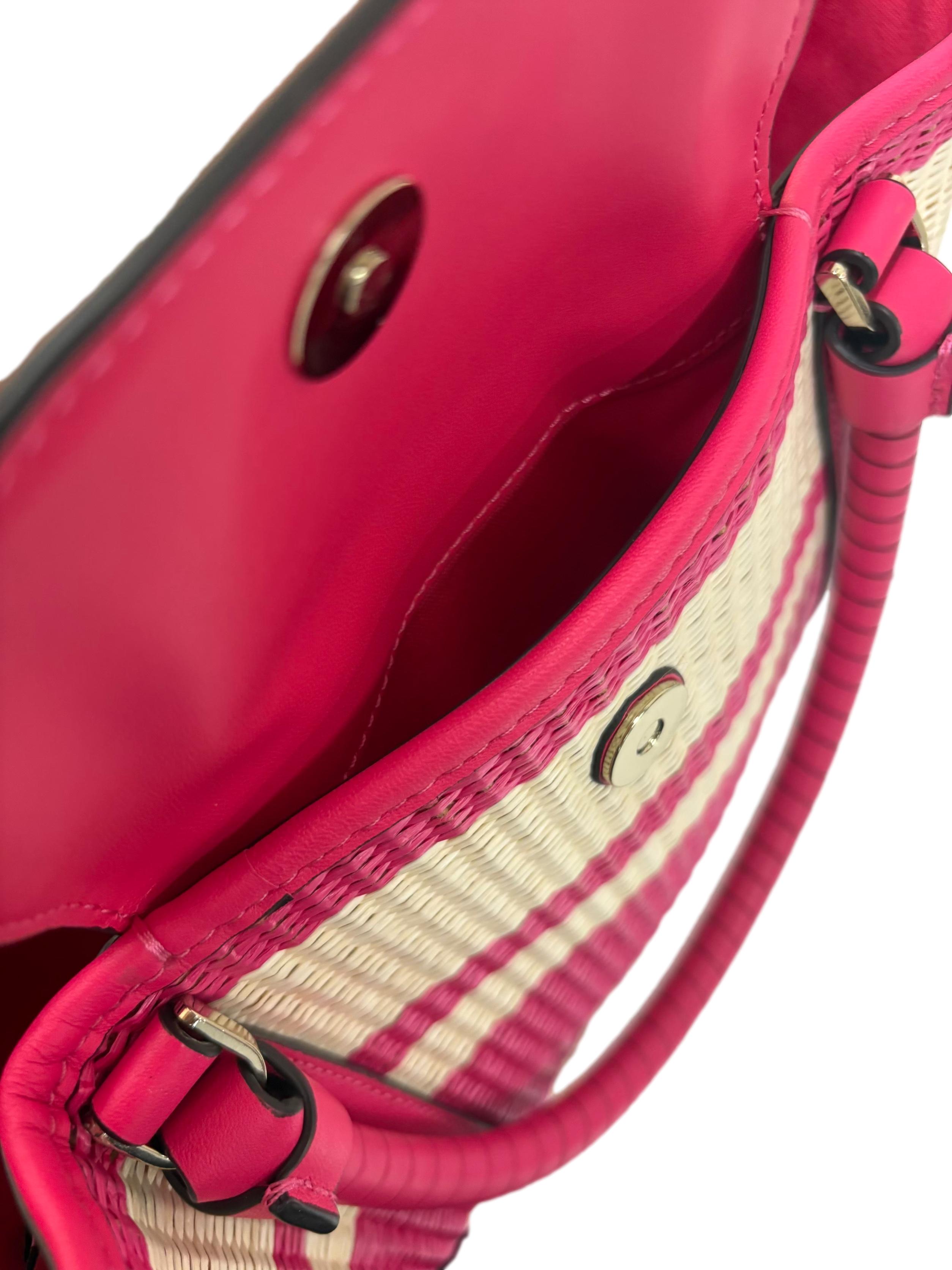 Hot Pink Straw Cruise Medium Tote Bag CSN