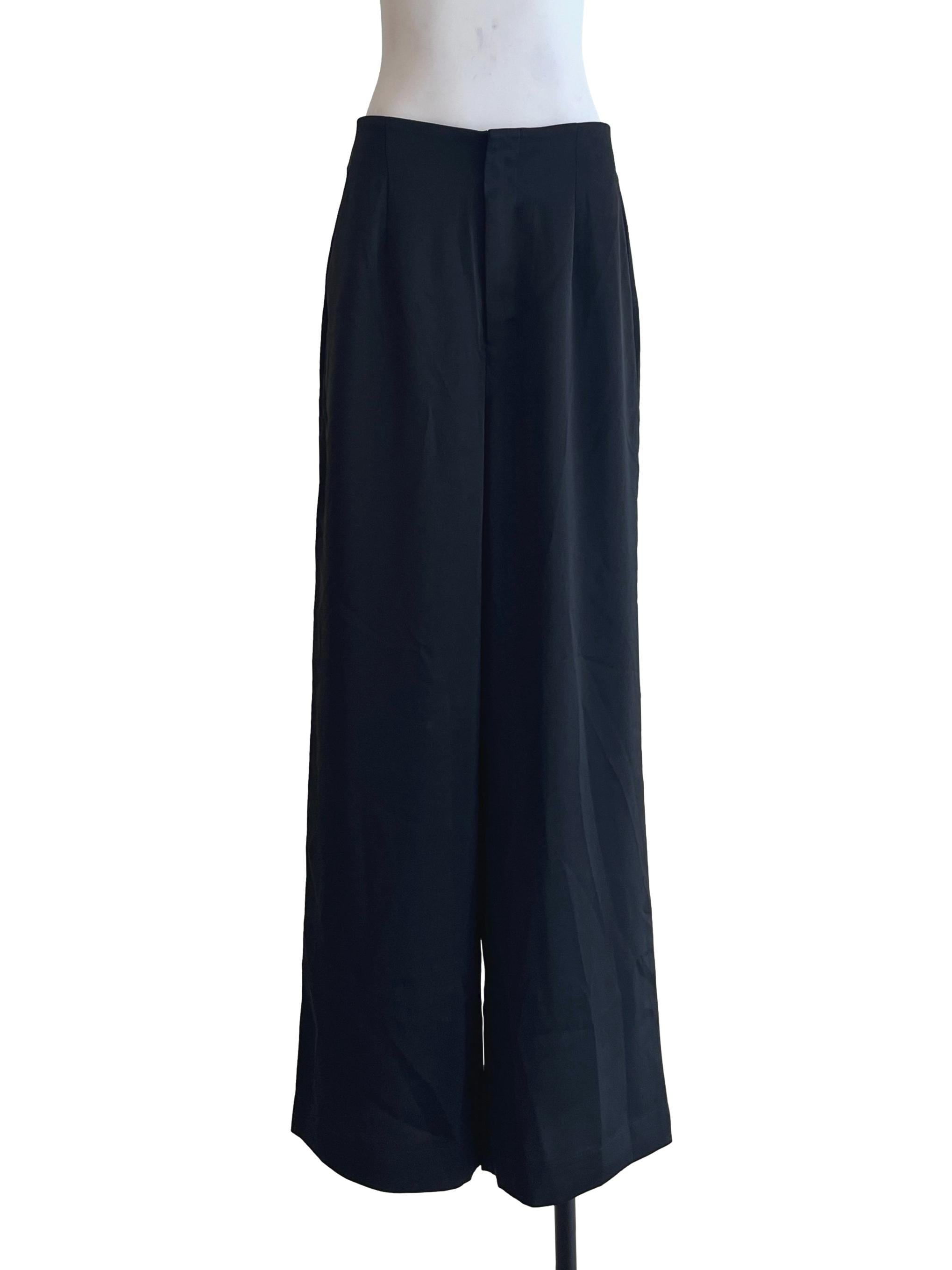 Jet Black Wide Leg Pants