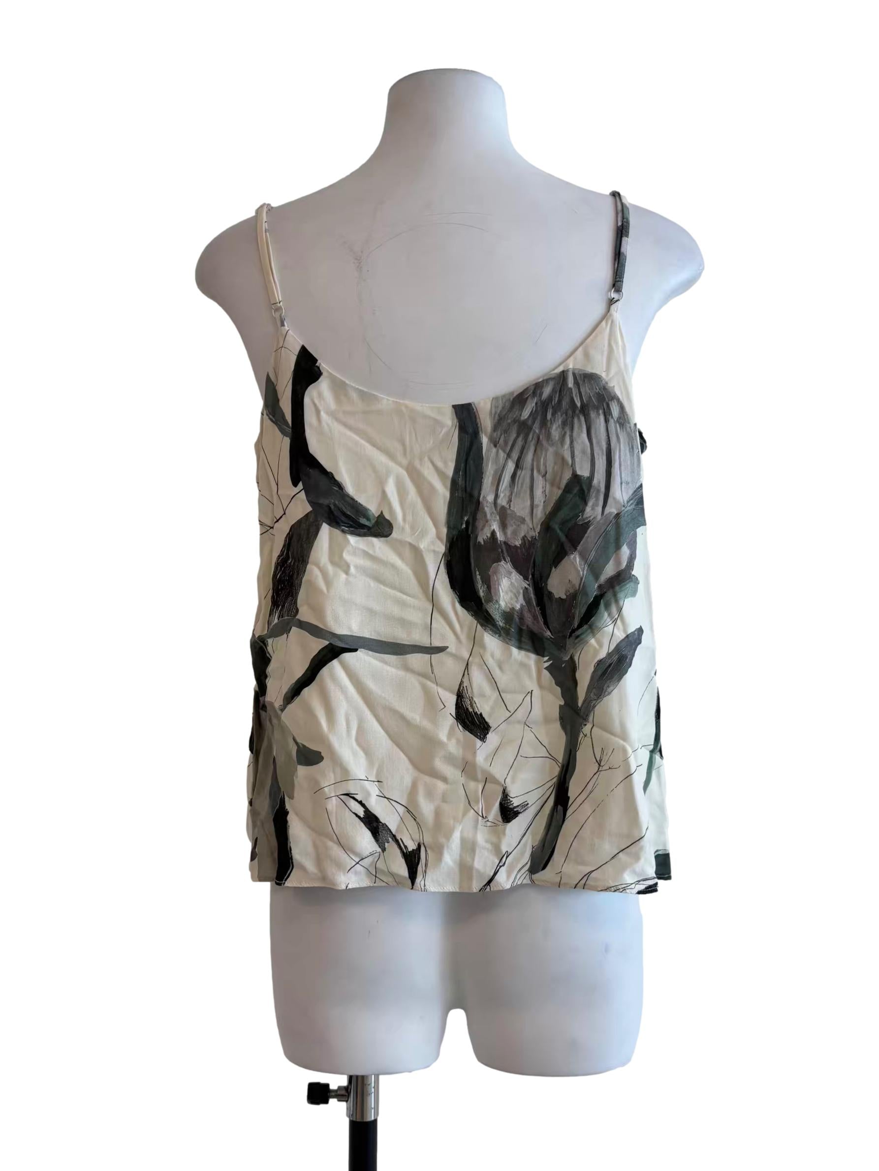 Parchment White Patterned Scoop Top