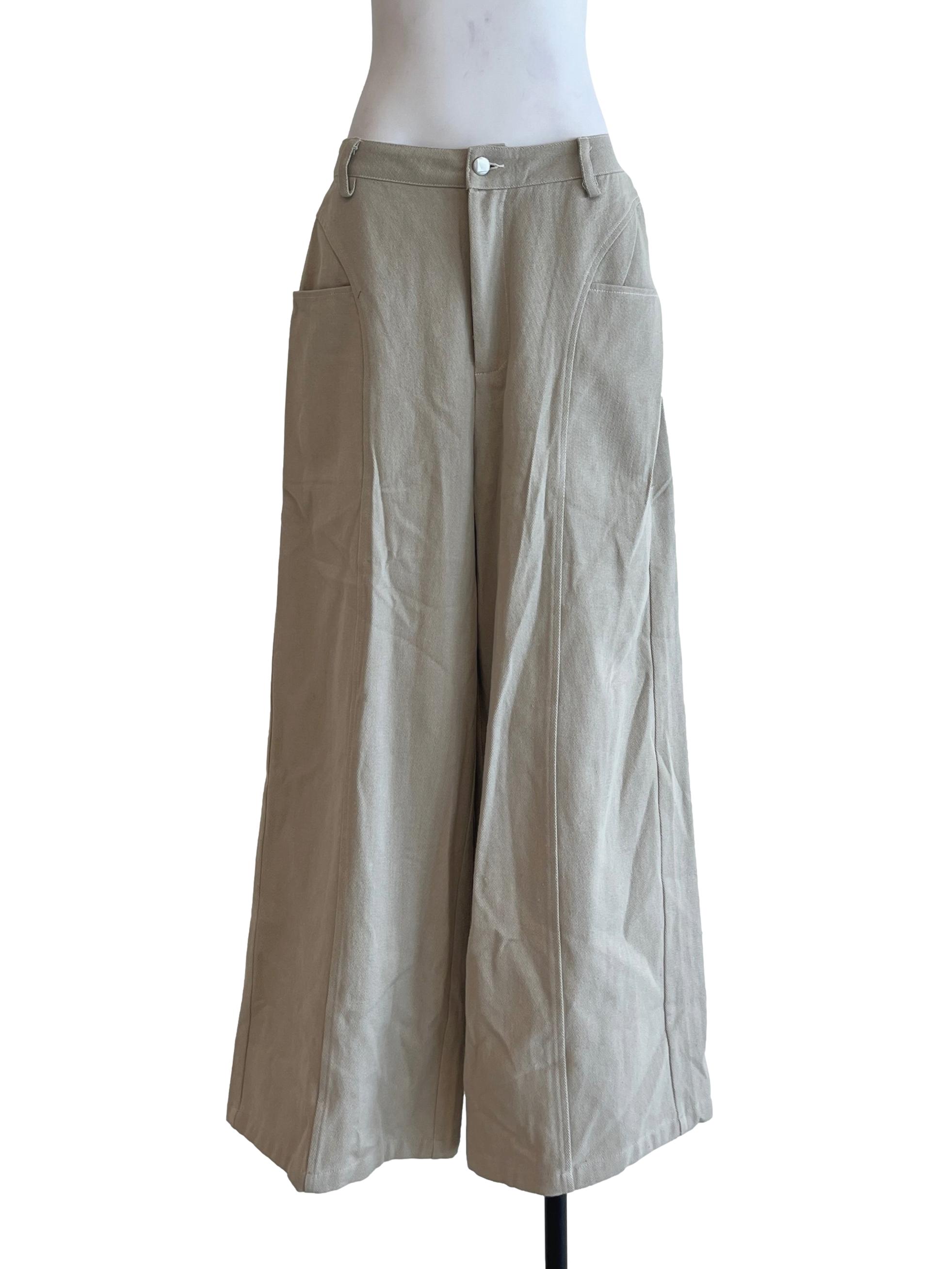 Bone White Wide Leg Pants