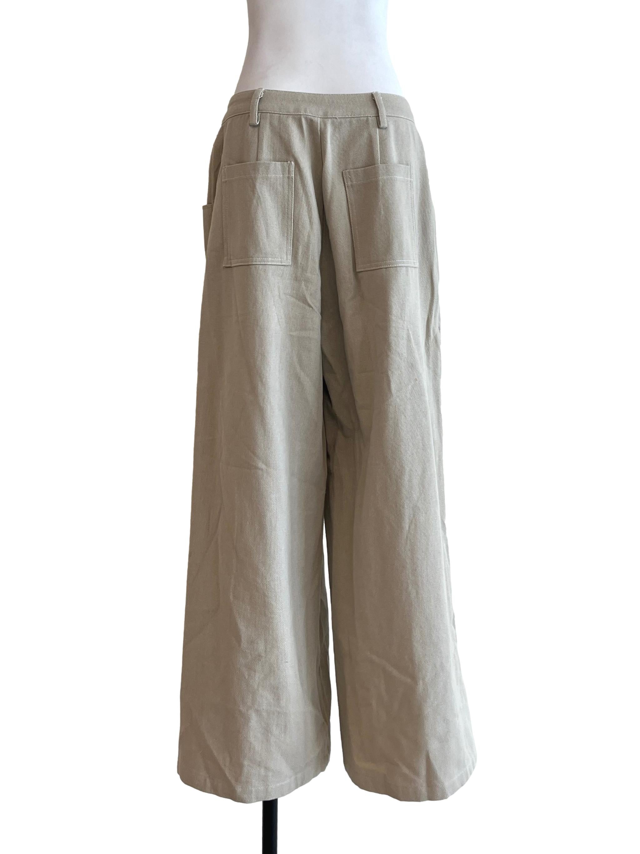 Bone White Wide Leg Pants
