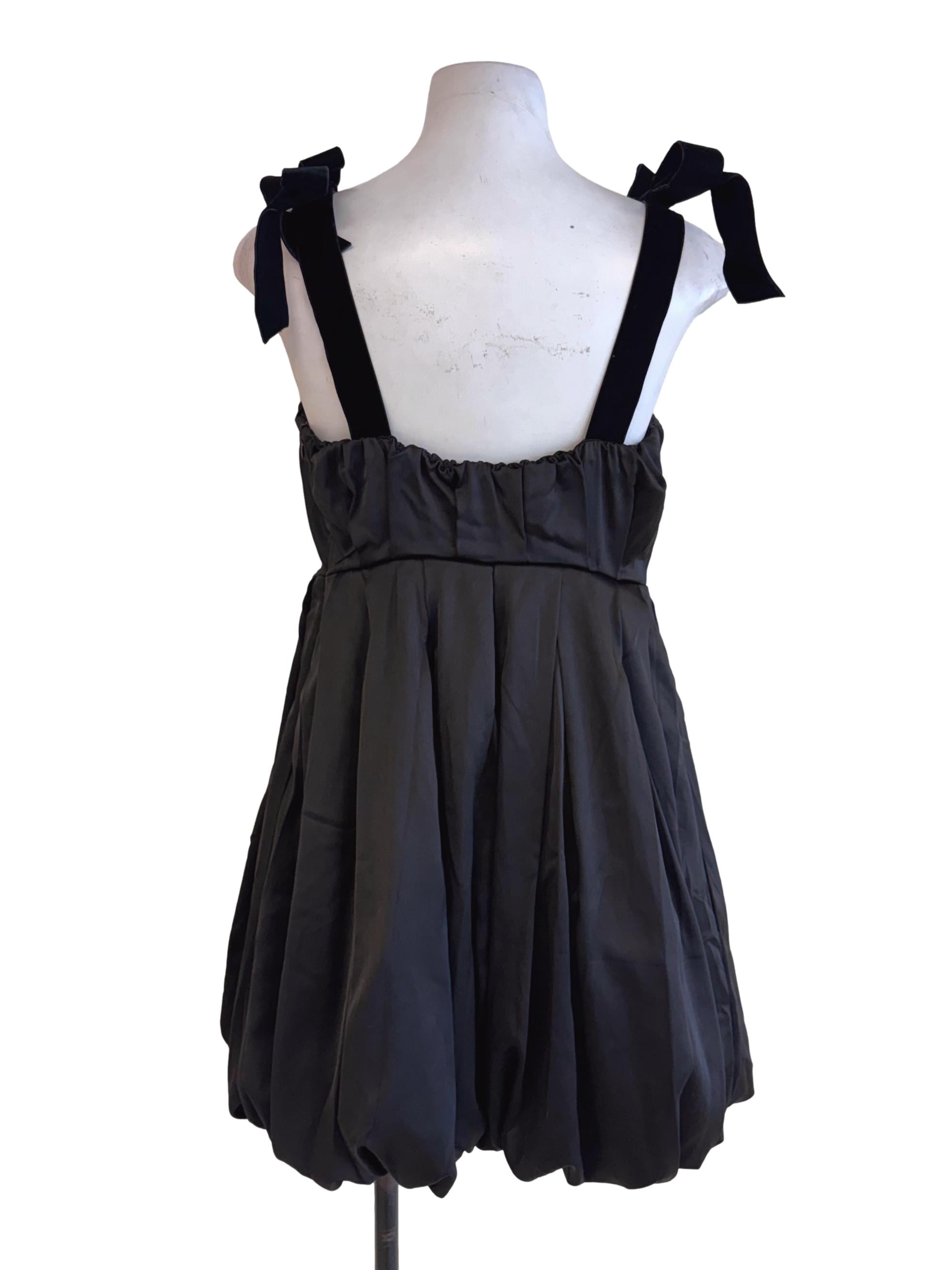 Black Strap Satin Bubble Dress