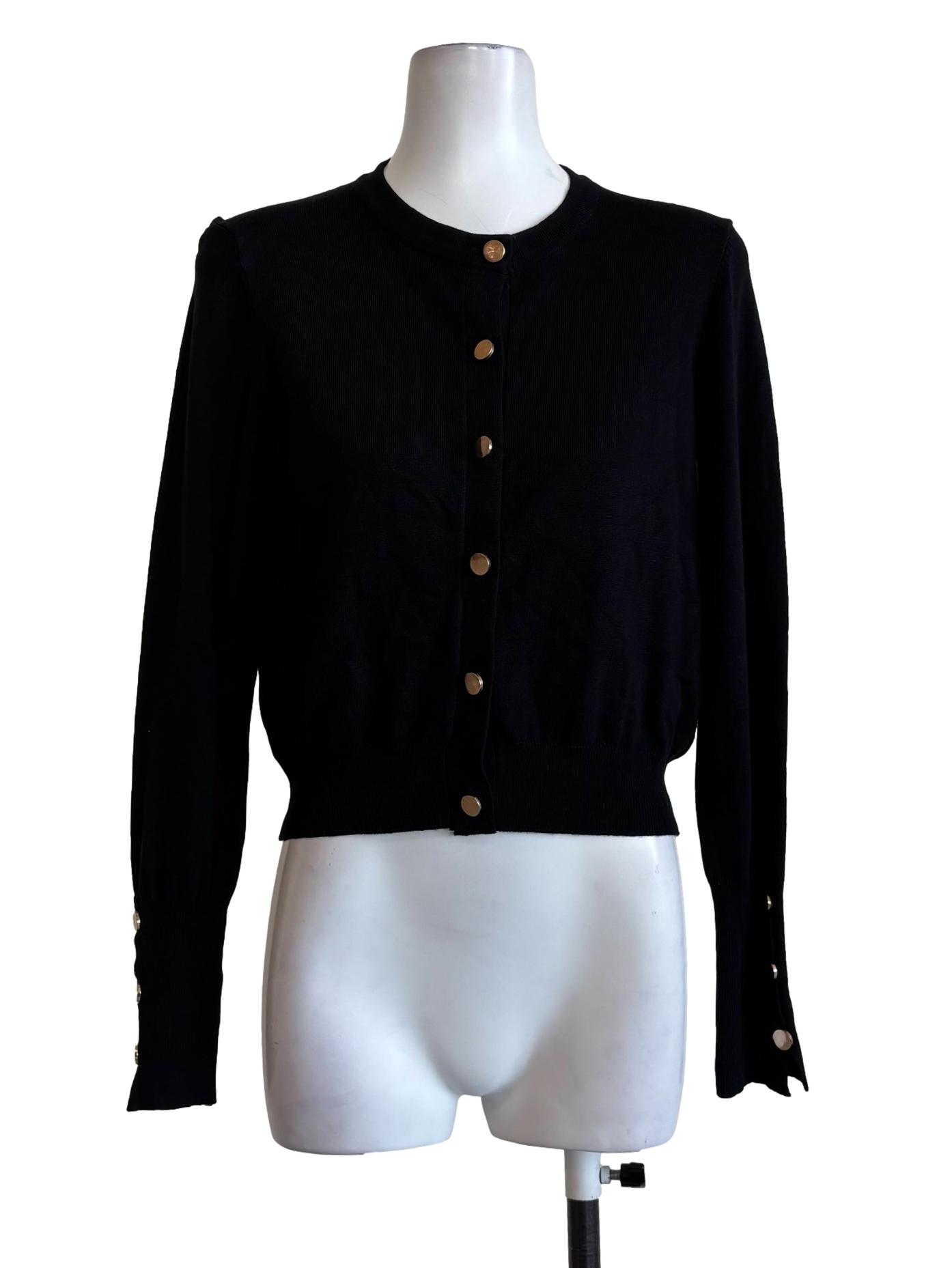 Black Gold Button Knit Cardigan