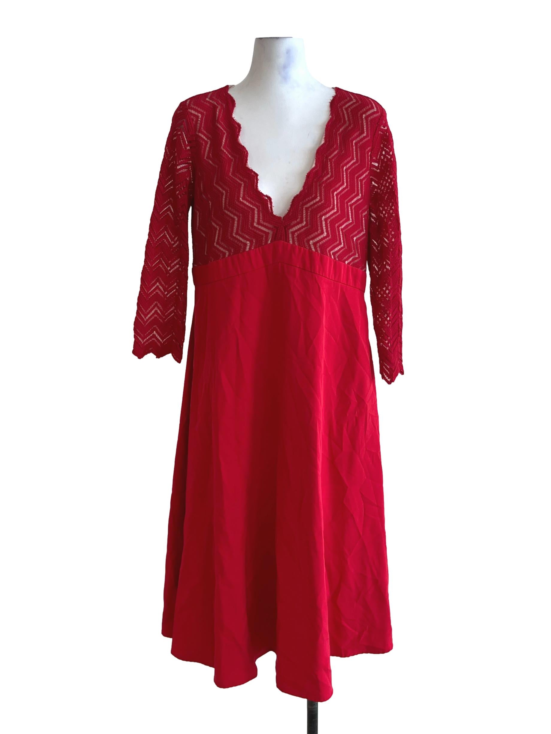 Red Lace Empire Dress