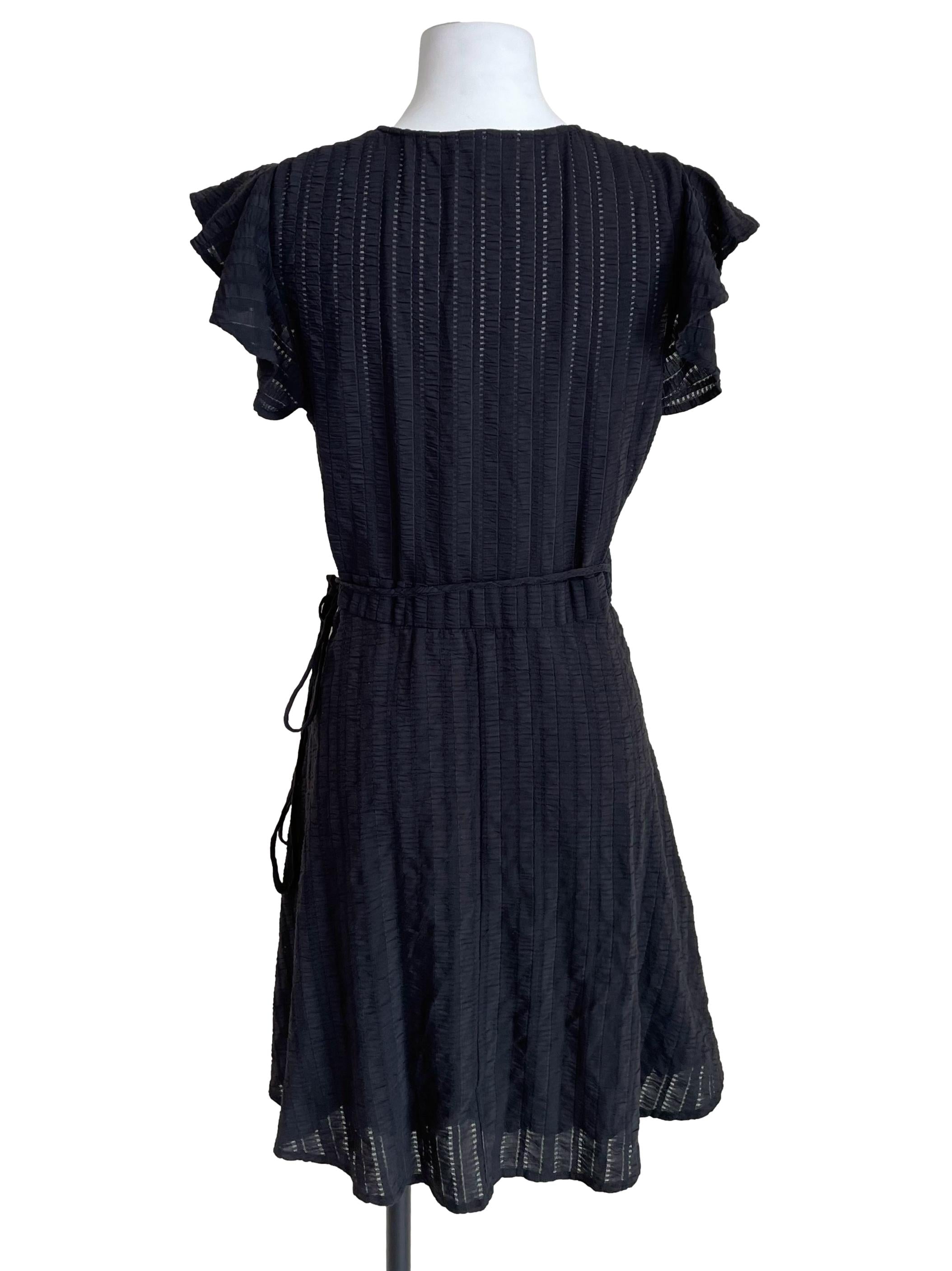 Charcoal Black Textured Wrap Dress