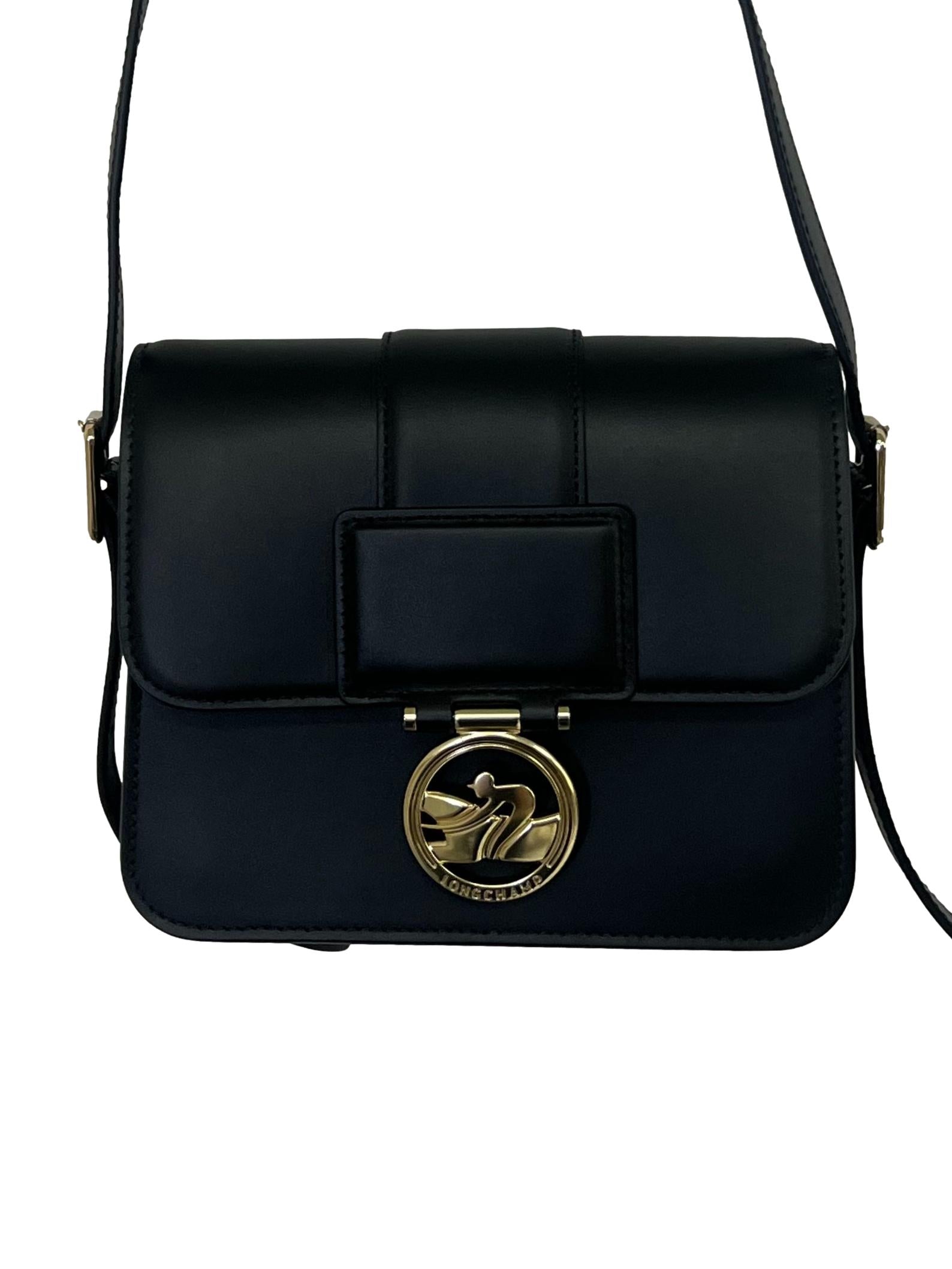 Black Leather Trot M Crossbody Bag CSN