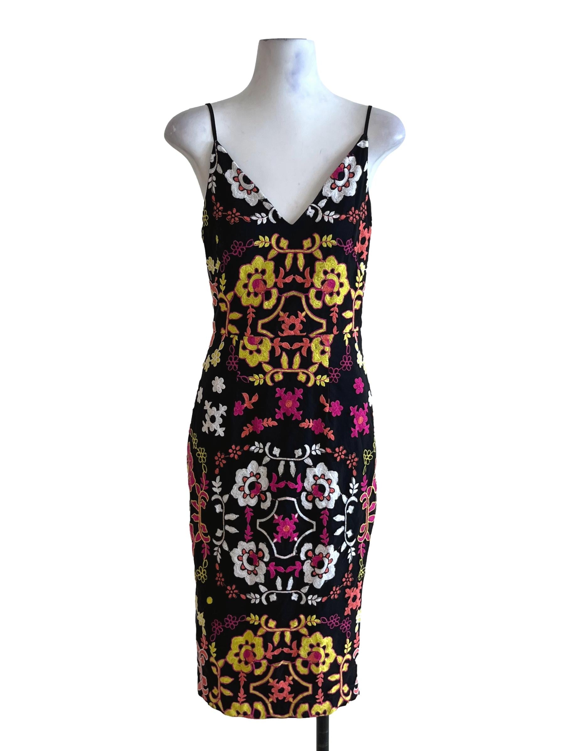 Black Floral A-Line Dress