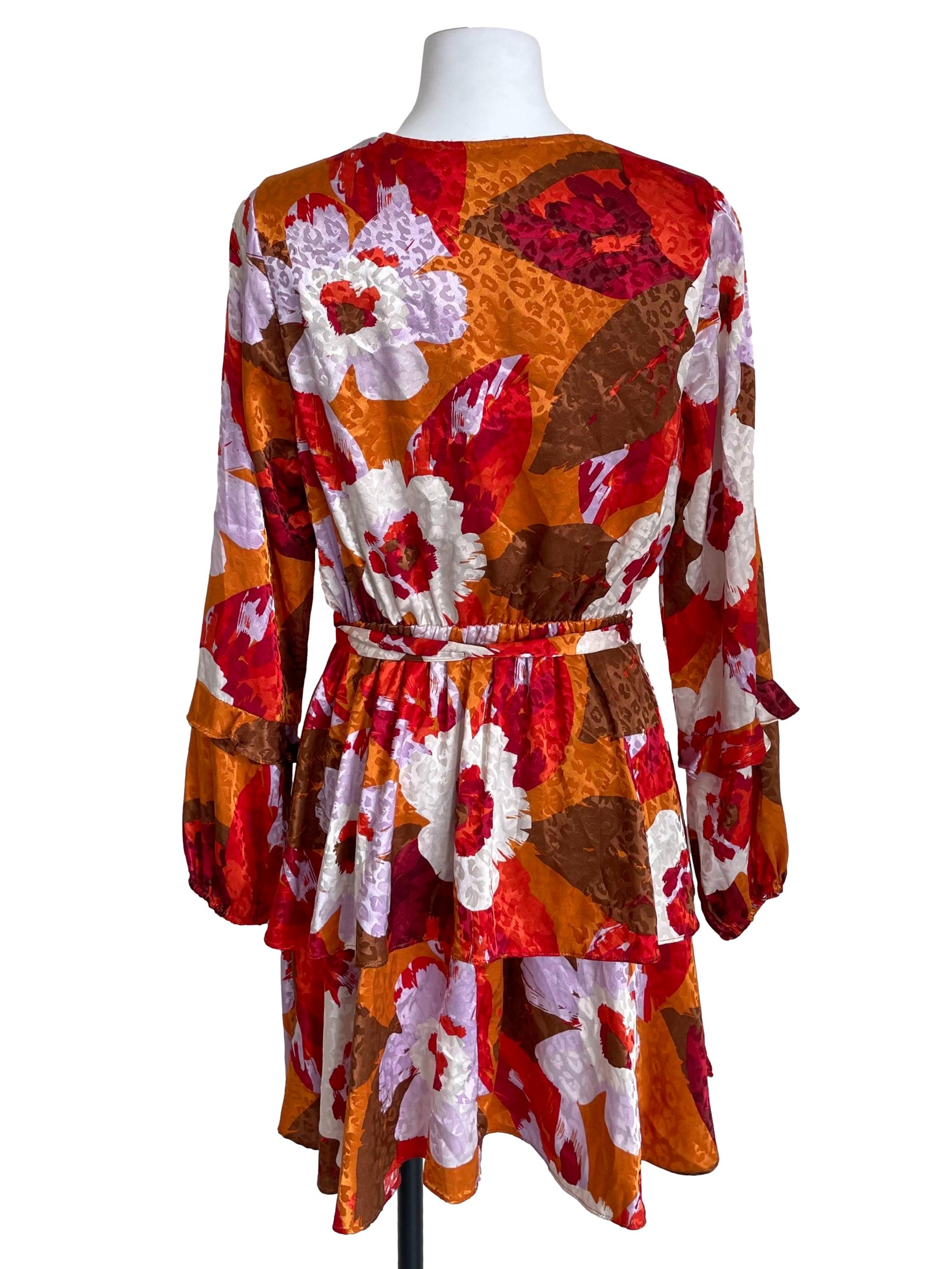 Tiger Orange Floral Leopard Layer Dress