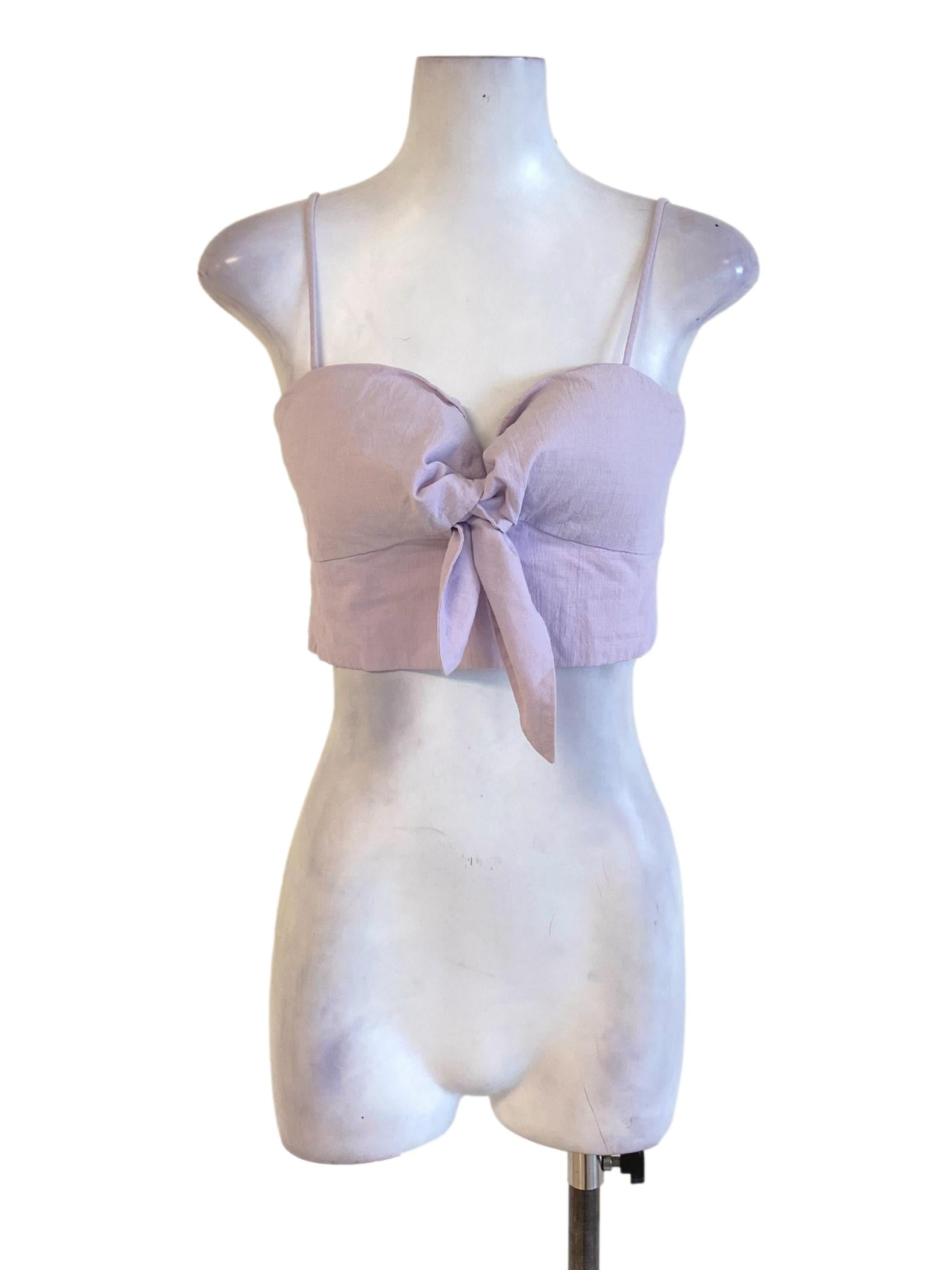Pastel Purple Knot Bust Spaghetti Strap Cropped Top LB
