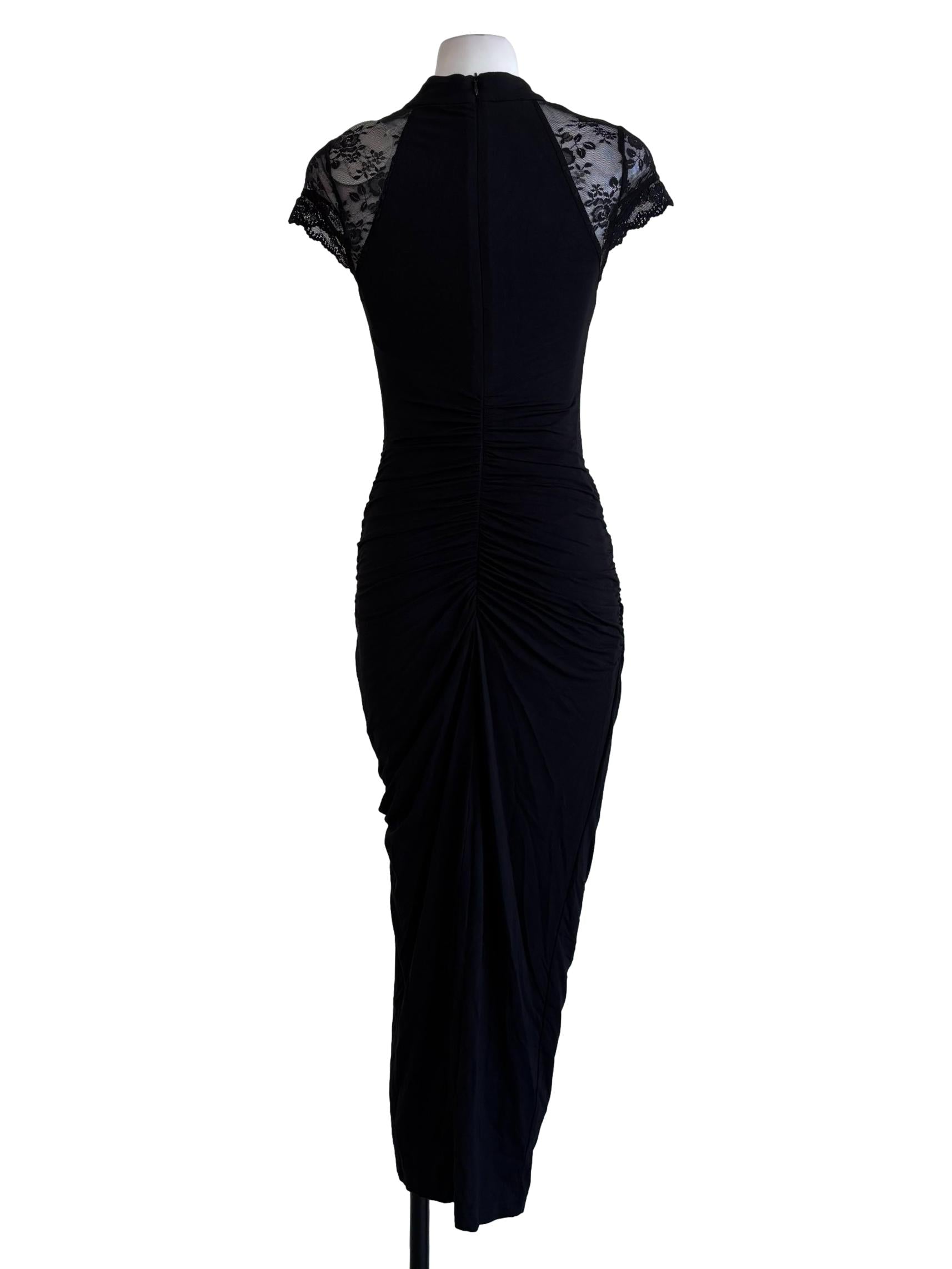 Soft Black Lace Cheongsam Bodycon Dress