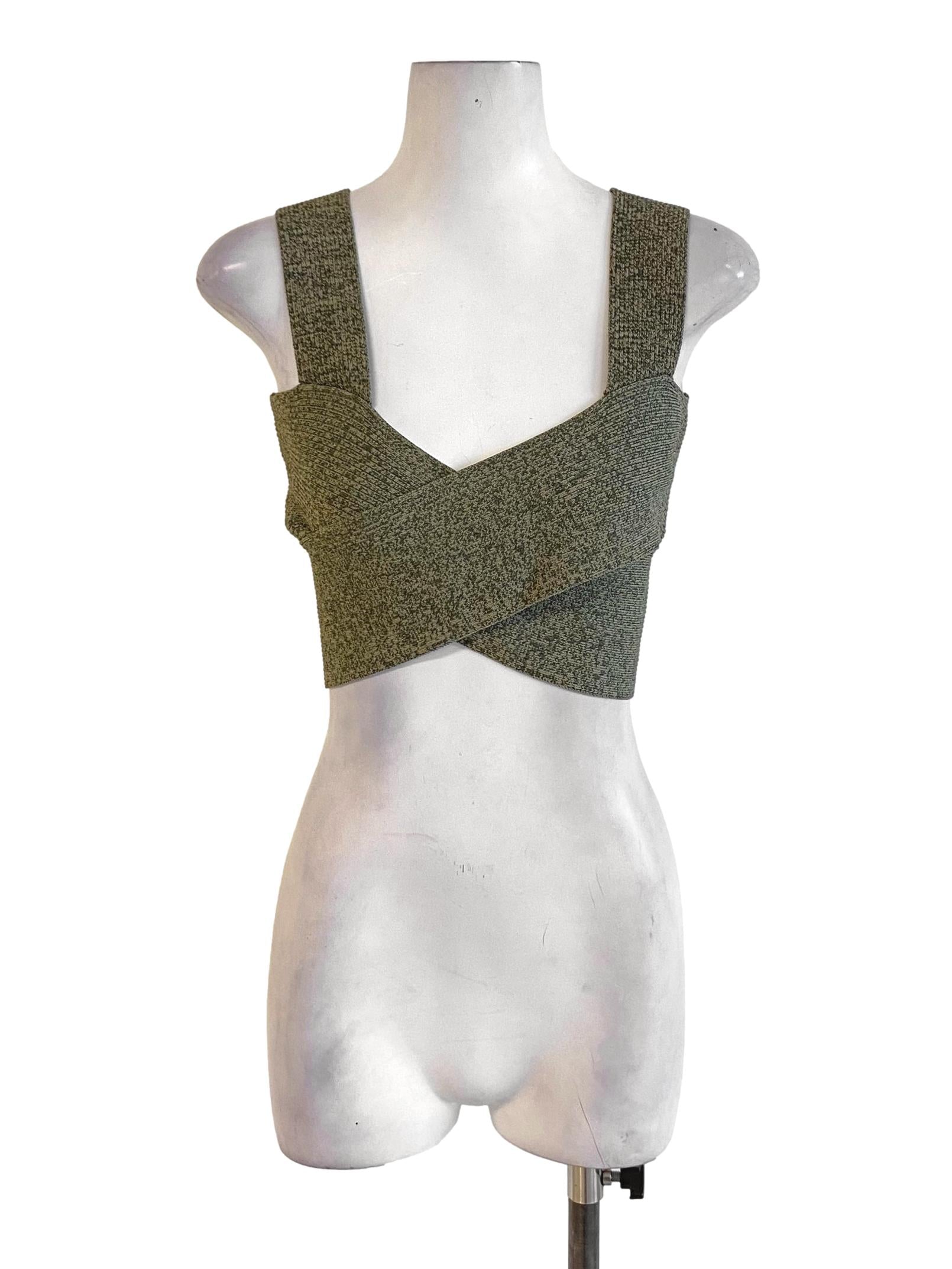 Crocodile Green Cross Bust Fit Cropped Top LB