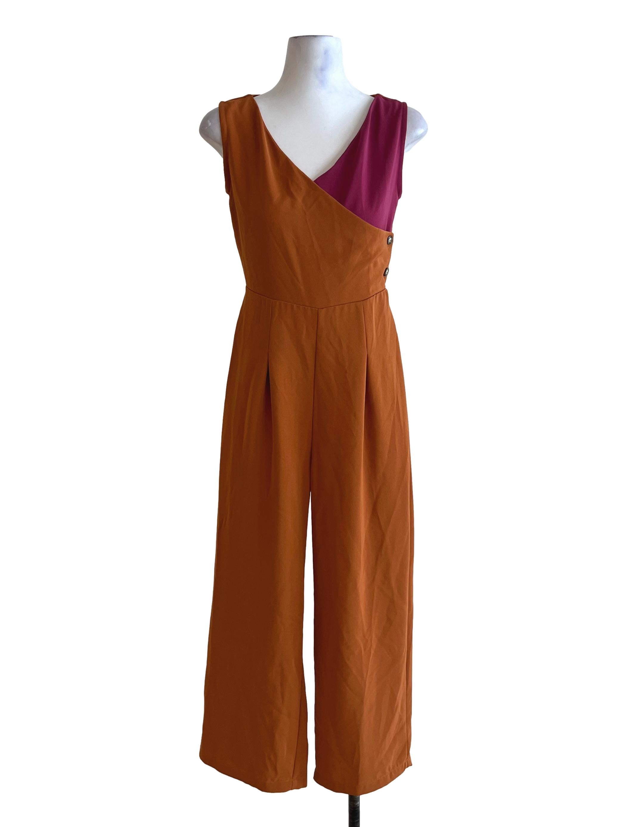 Tawny Brown V-Neckline Jumpsuit