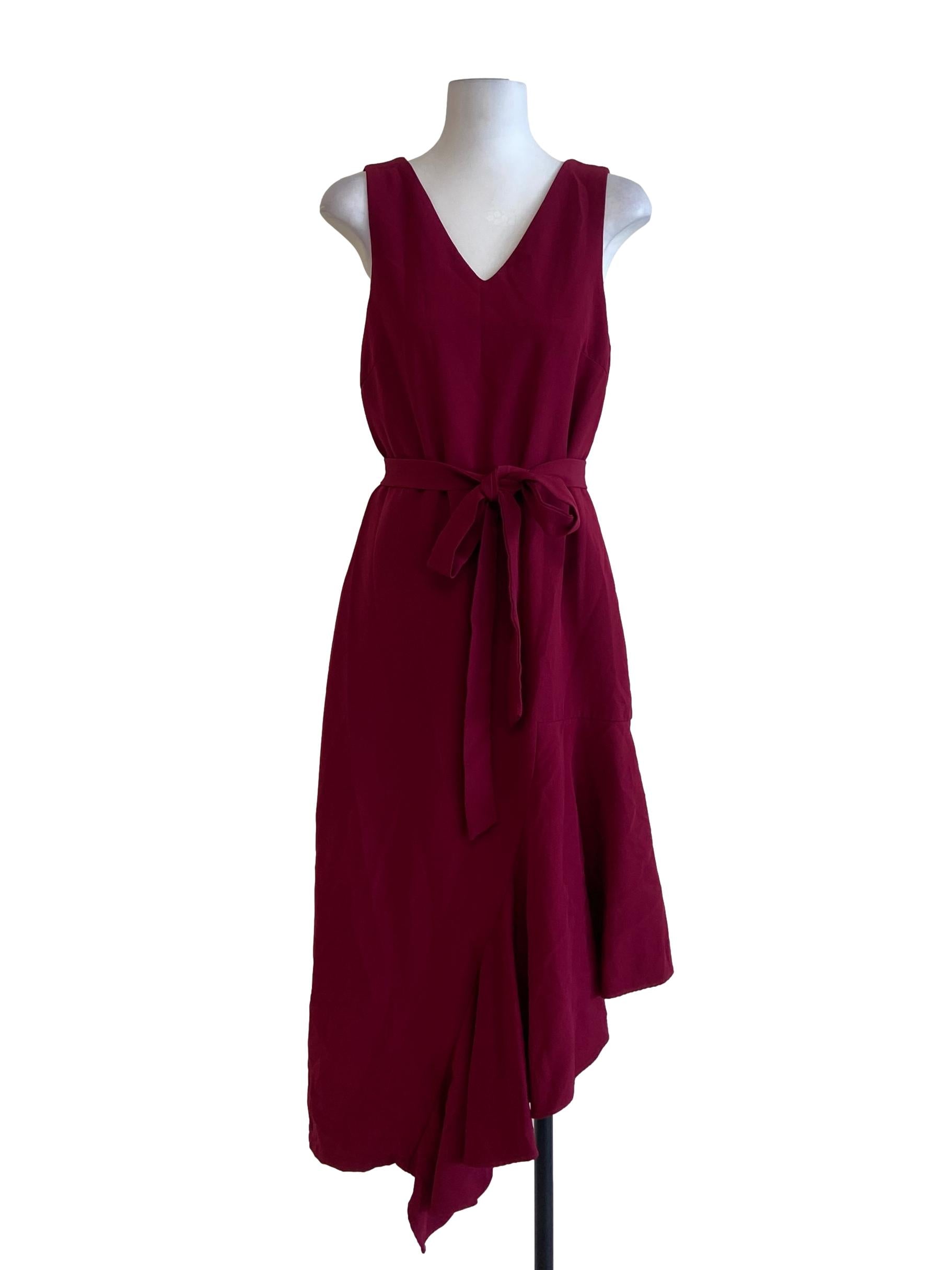 Currant Red Ruffled Asymmetric Day