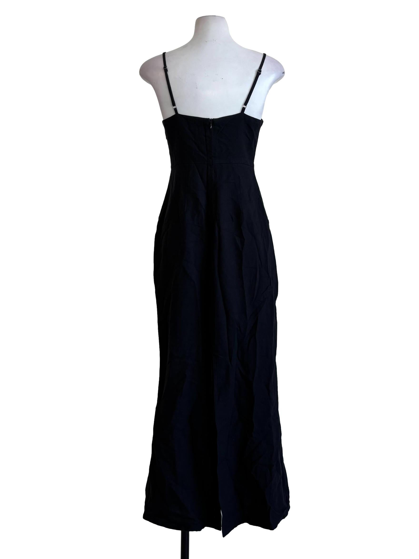 Jet Black Cotton Camisole Dress