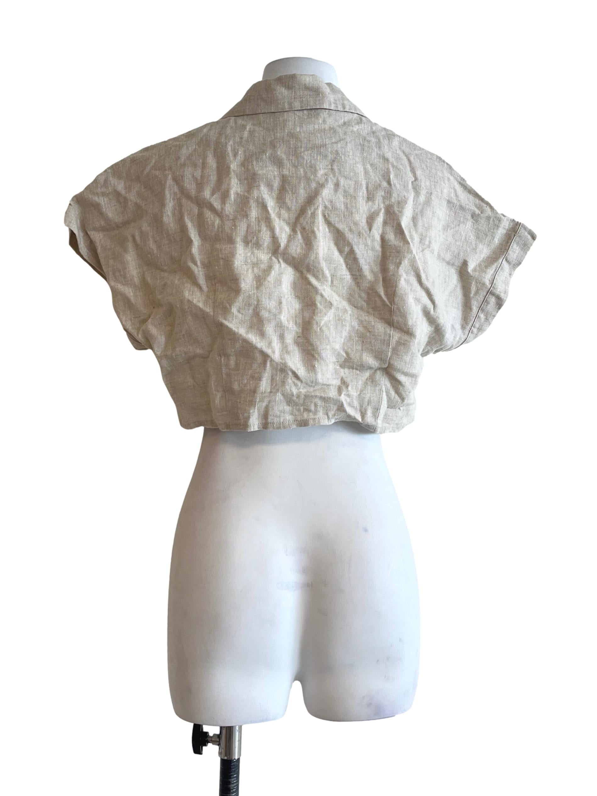 Linen Crop Collared Top OSN