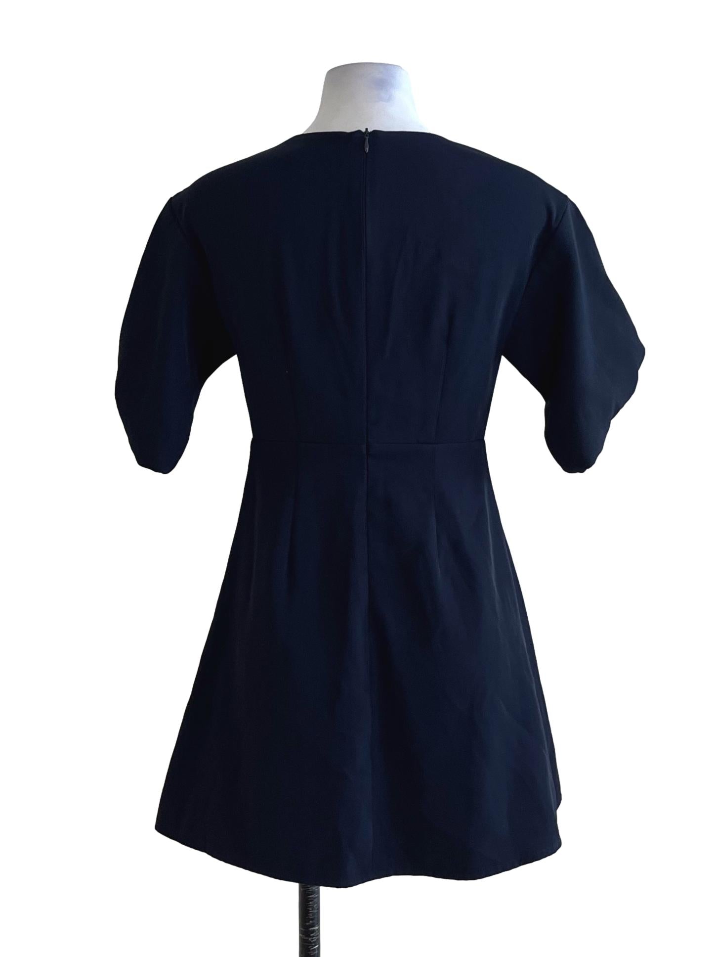 Navy Blue V-Neckline Empire Dress