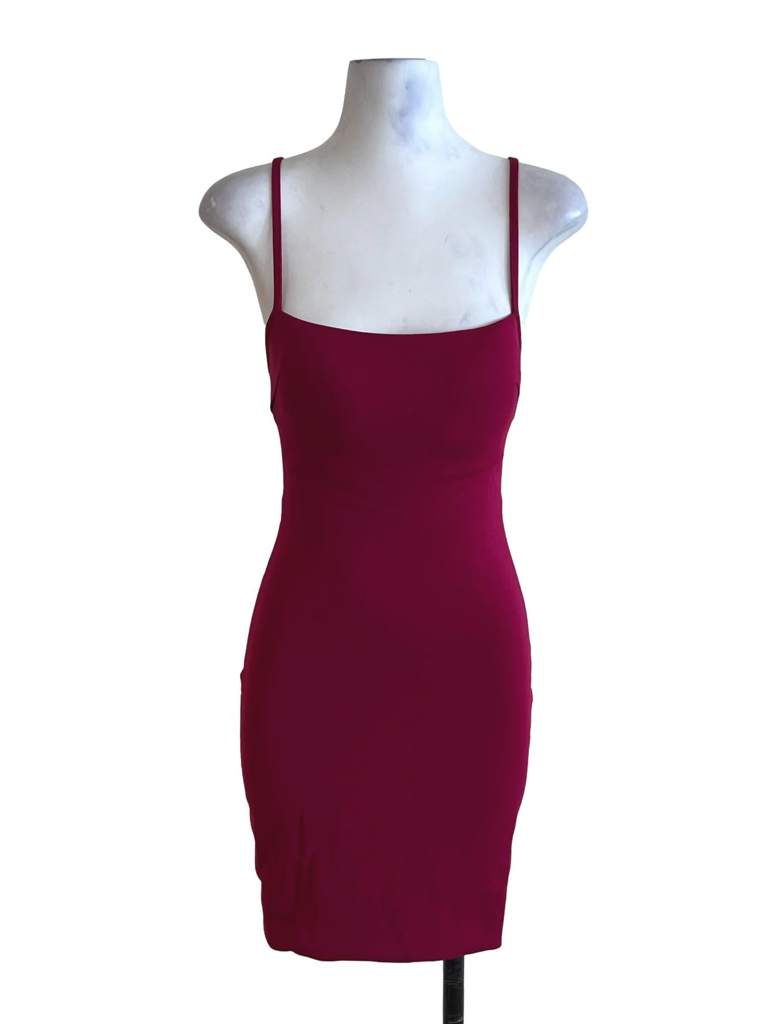 Fuschia Pink Spaghetti Strap Sheath Dress