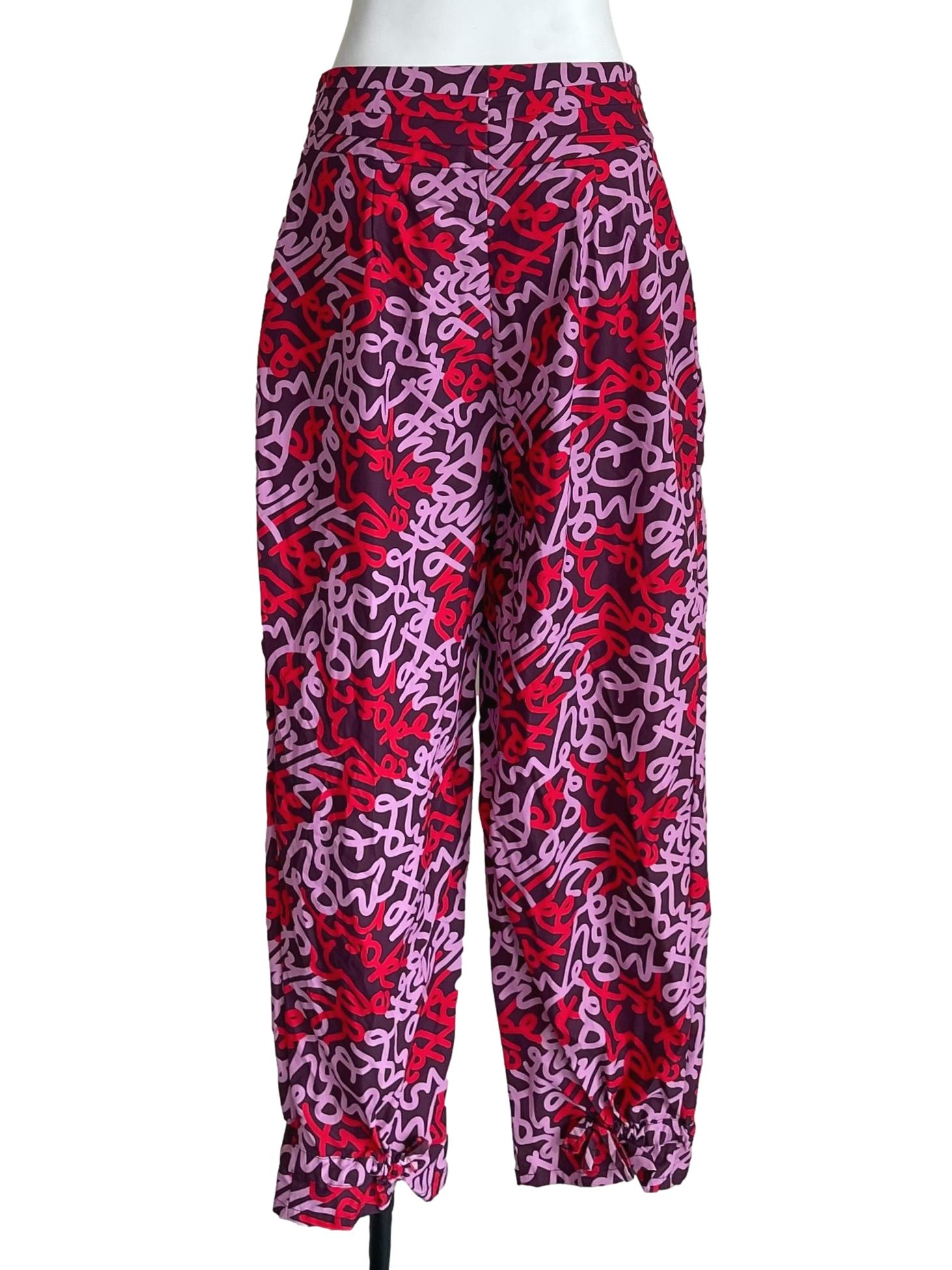 Grape Purple Doodles Print Trousers