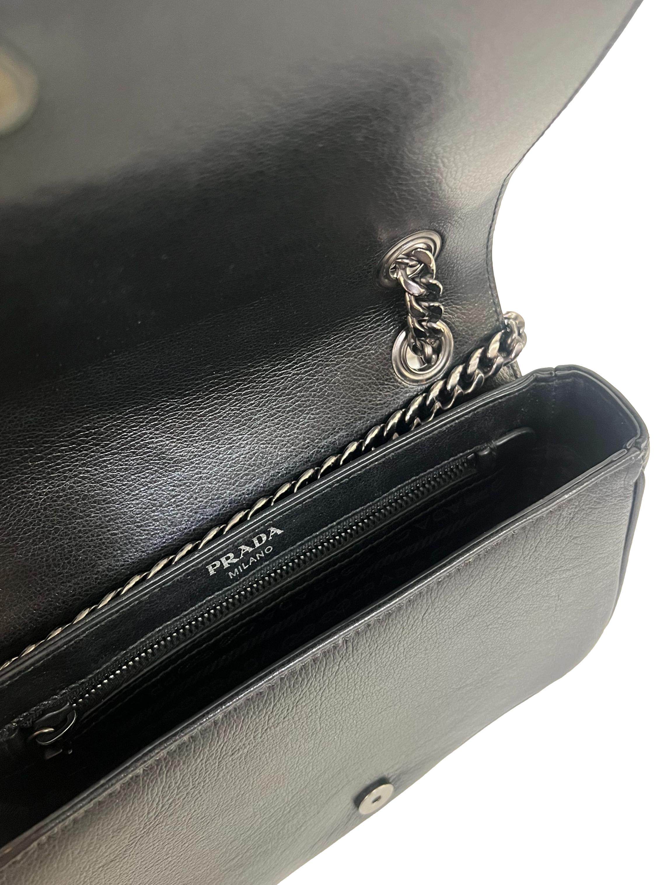 Black Leather Cleo Flap Studded Handbag CSN