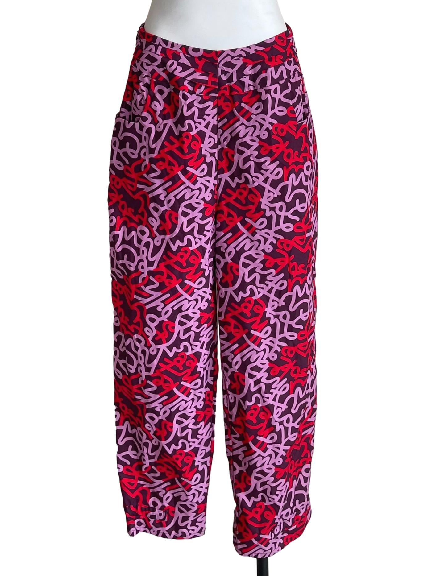 Grape Purple Doodles Print Trousers