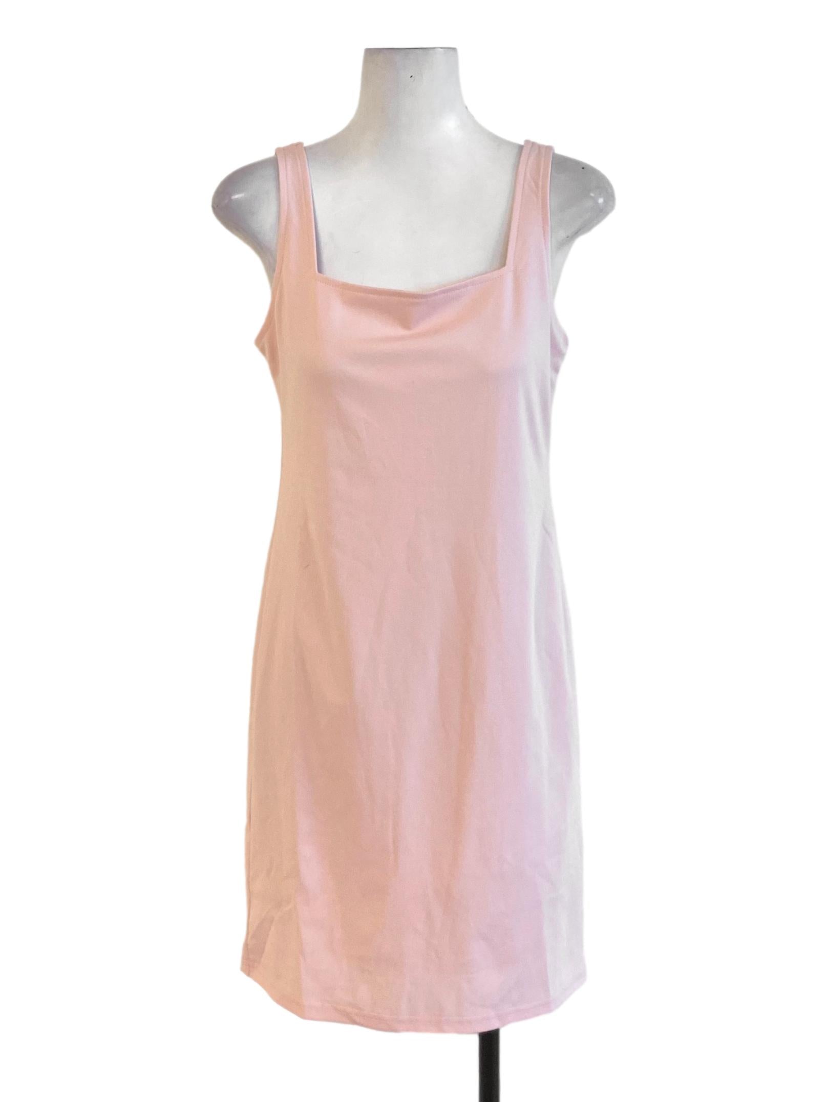 Light Salmon Pink Square Neck Slip Dress