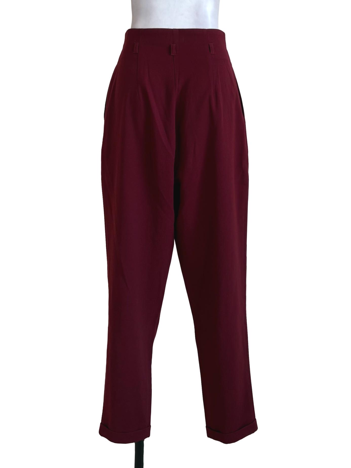 Sangria Red Pleated Pegged Pants