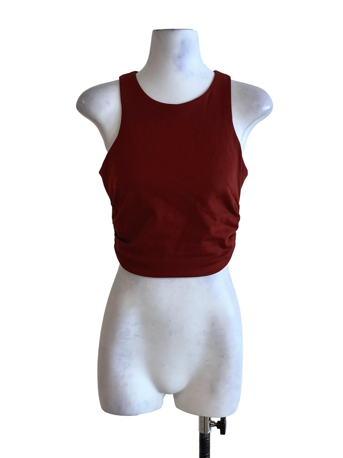 Amber Orange Jewel Neckline Sleeveless Top