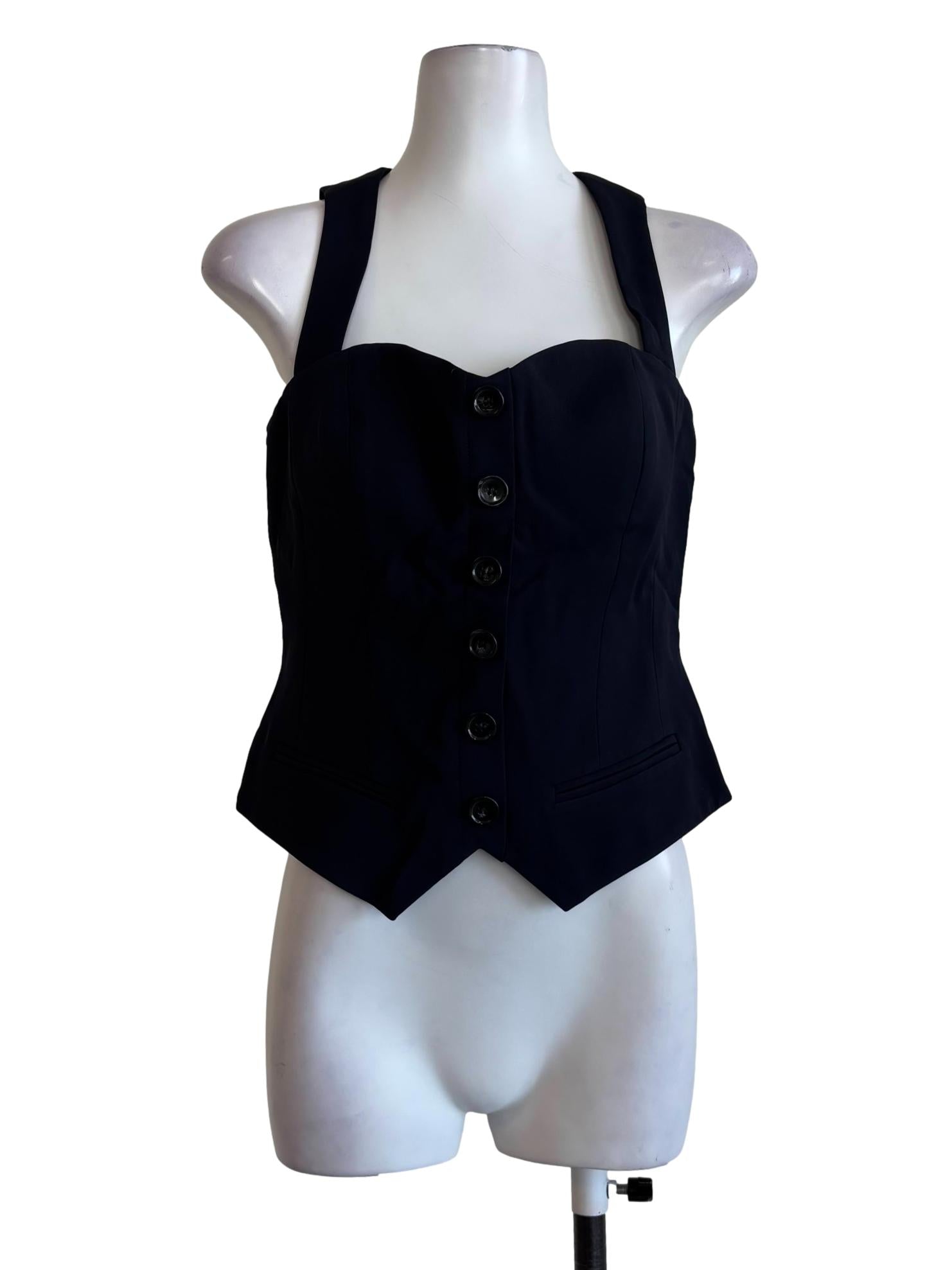 Parisian Black Buttoned Sweetheart Top