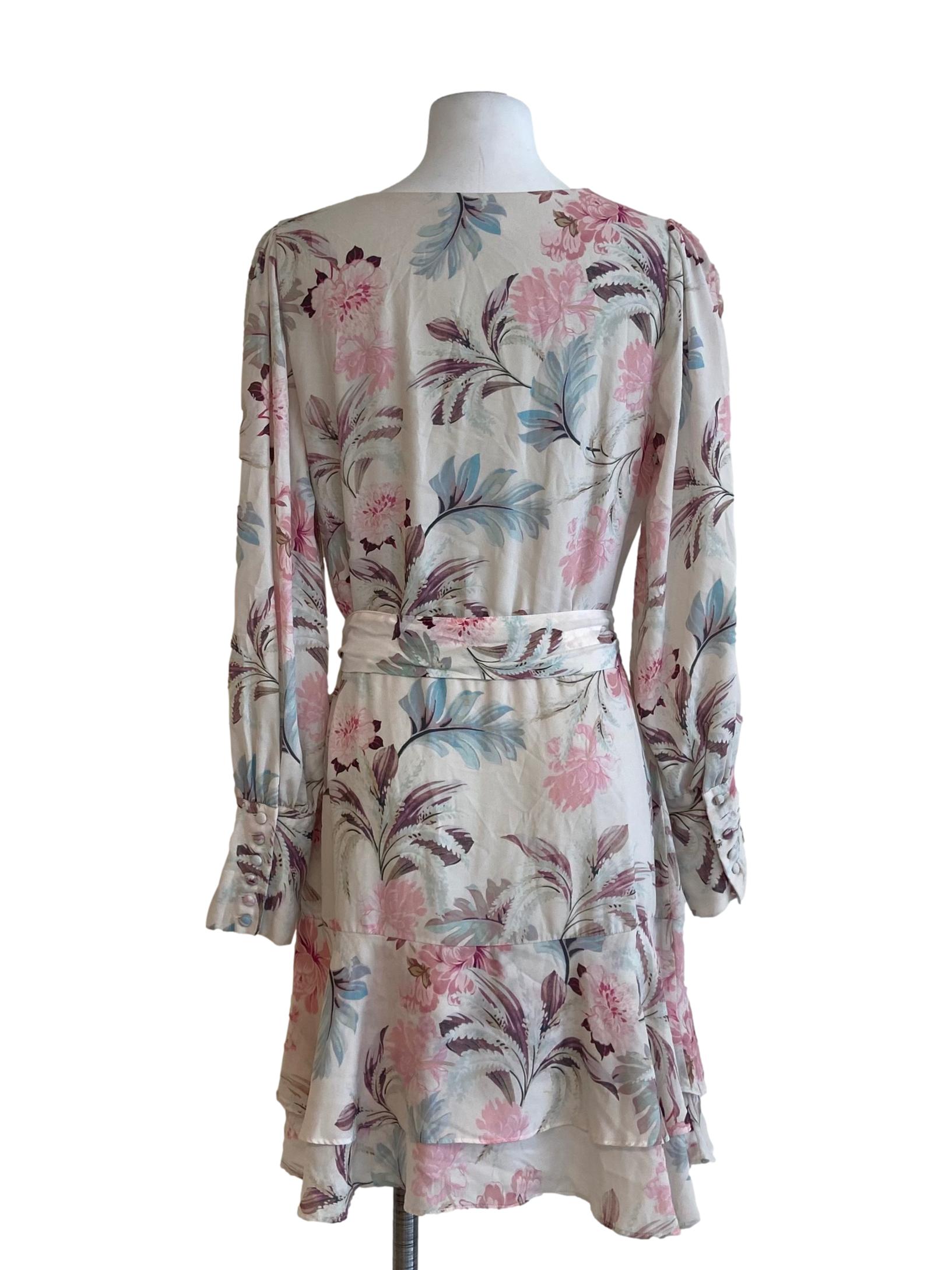 White Floral V-Neck Mini Dress