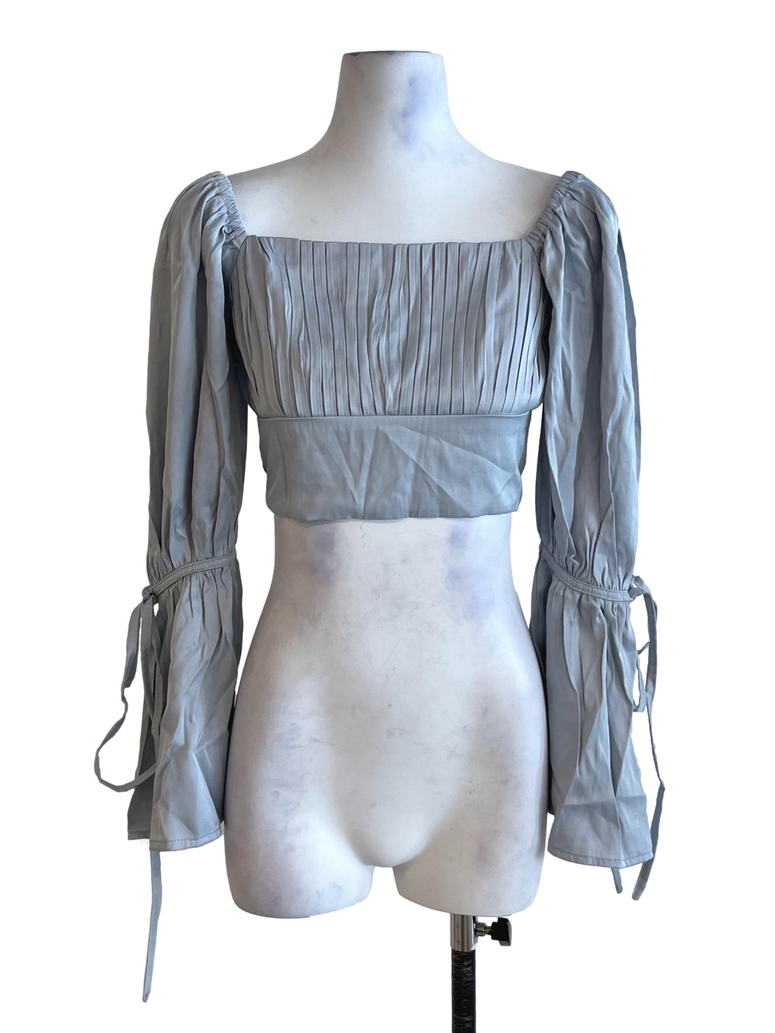 Sky Blue Square Neckline Blouse