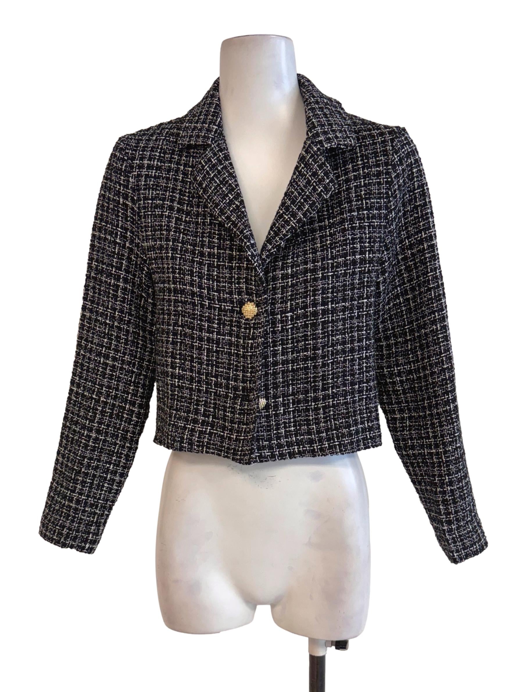Black Tweed Cropped Blazer