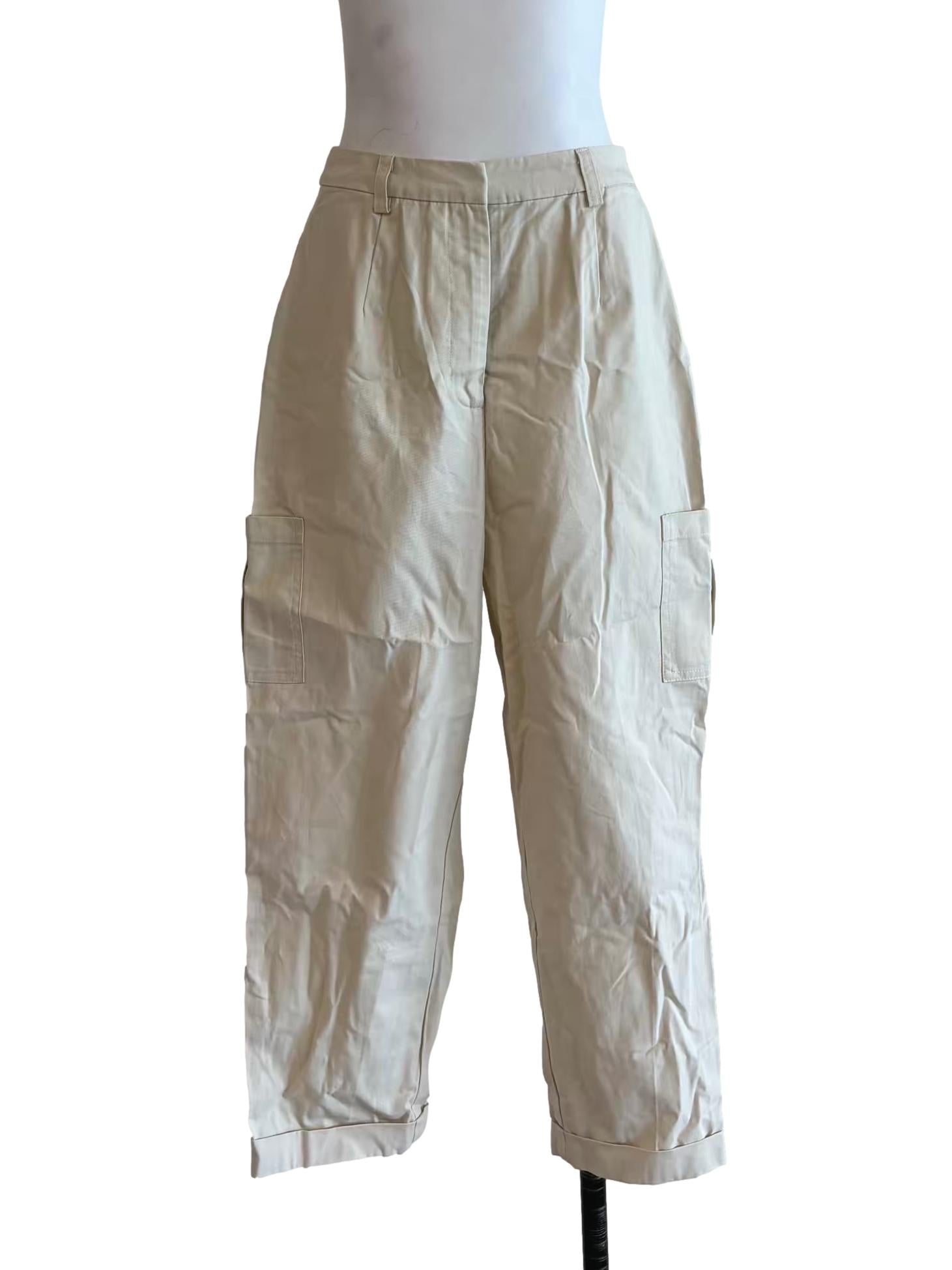 Parchment White Slim Fit Ankle Pants