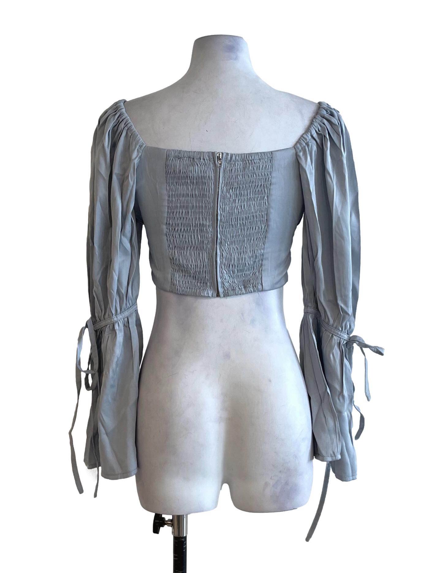 Sky Blue Square Neckline Blouse
