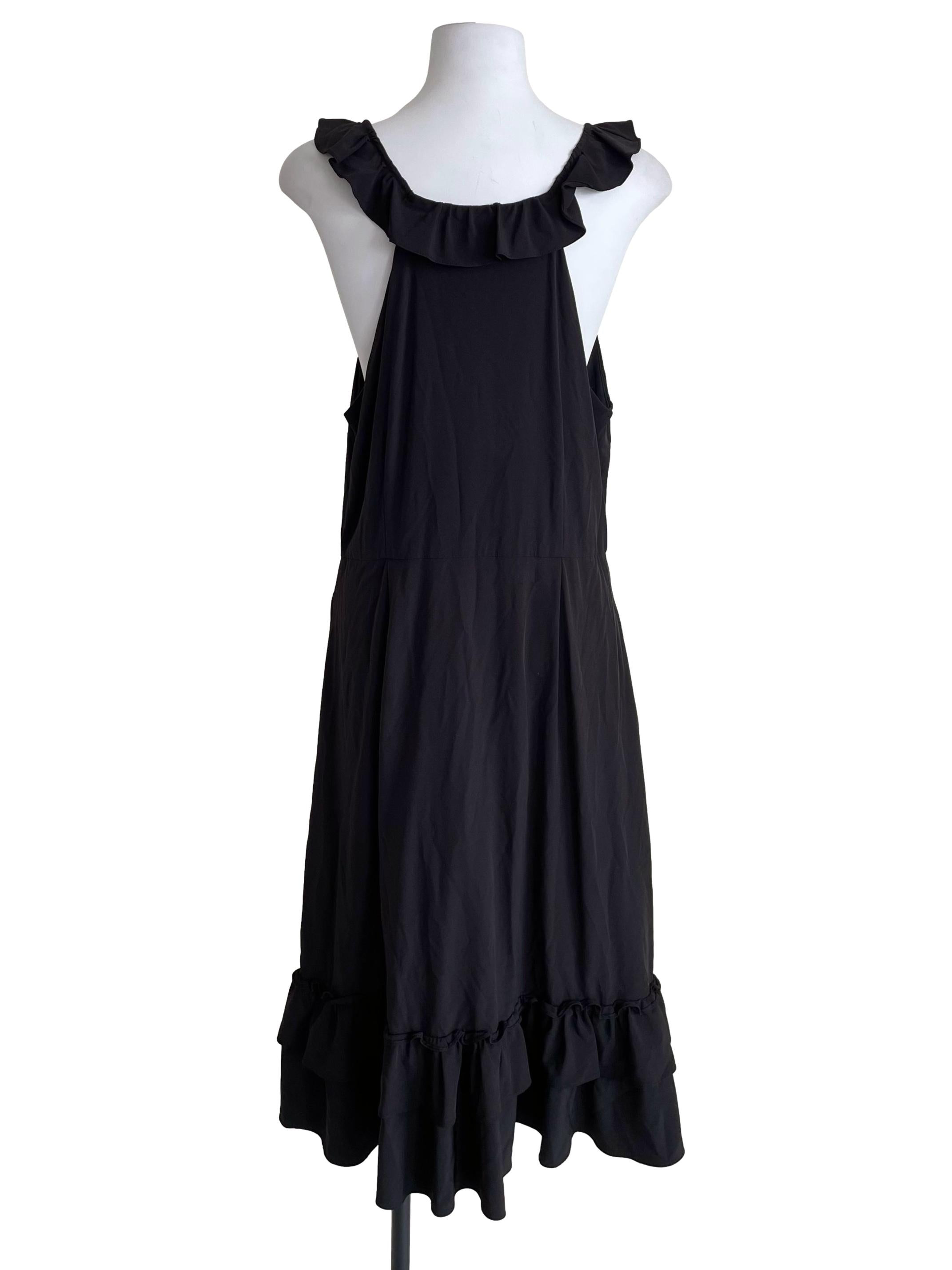 Black Halter Neck Ruffled Dress