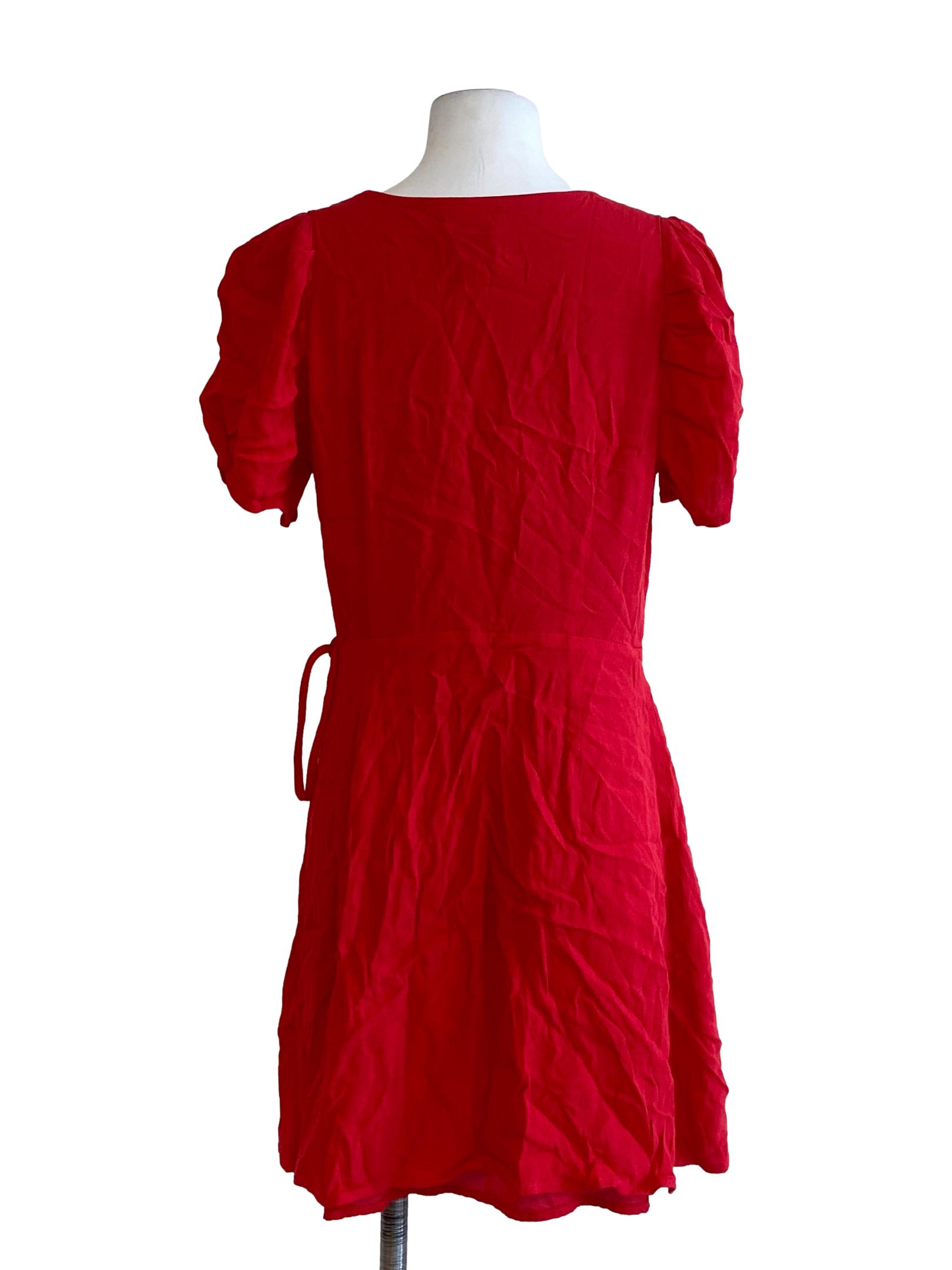 Candy Red V-Neck Wrap Dress